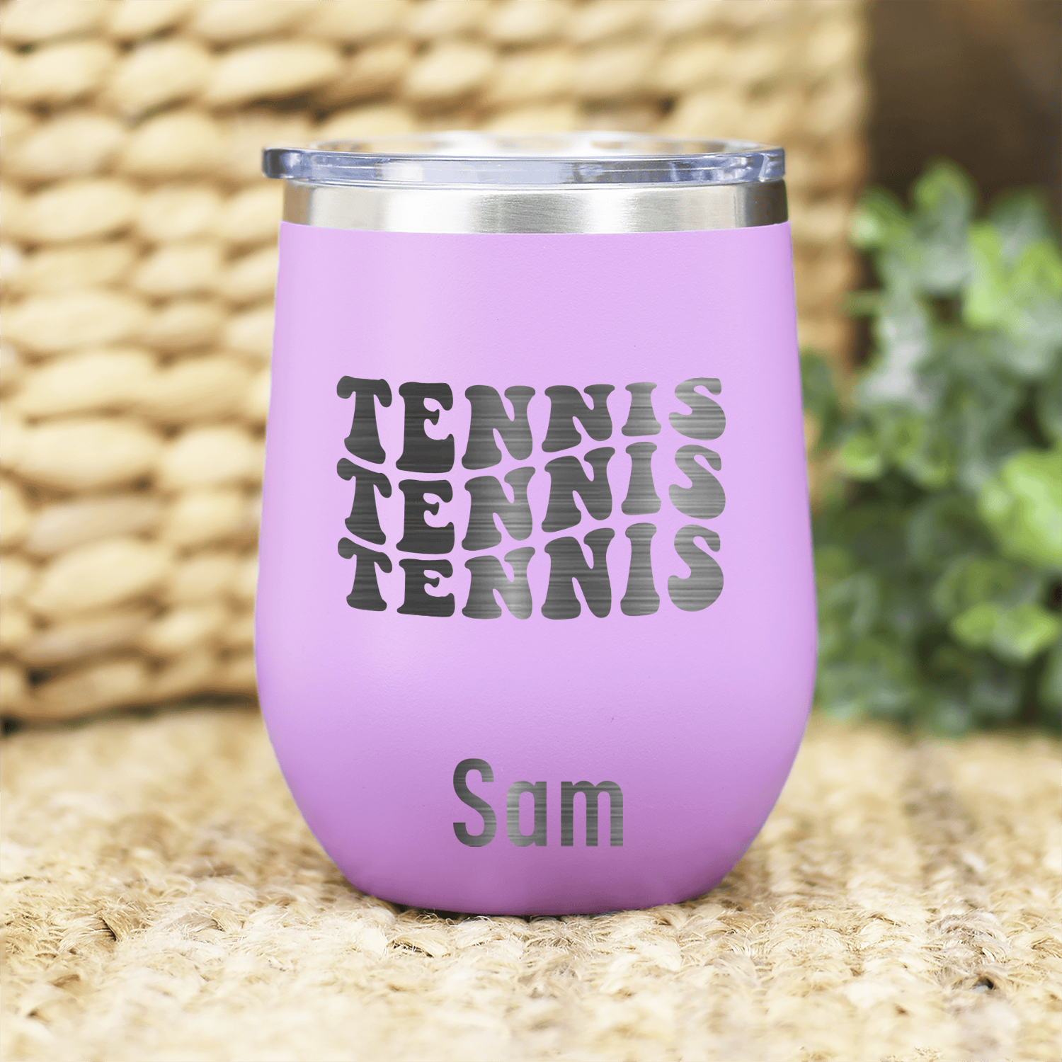 Light Purple Tennis For Her Wine Tumbler With Tennis All Day Design