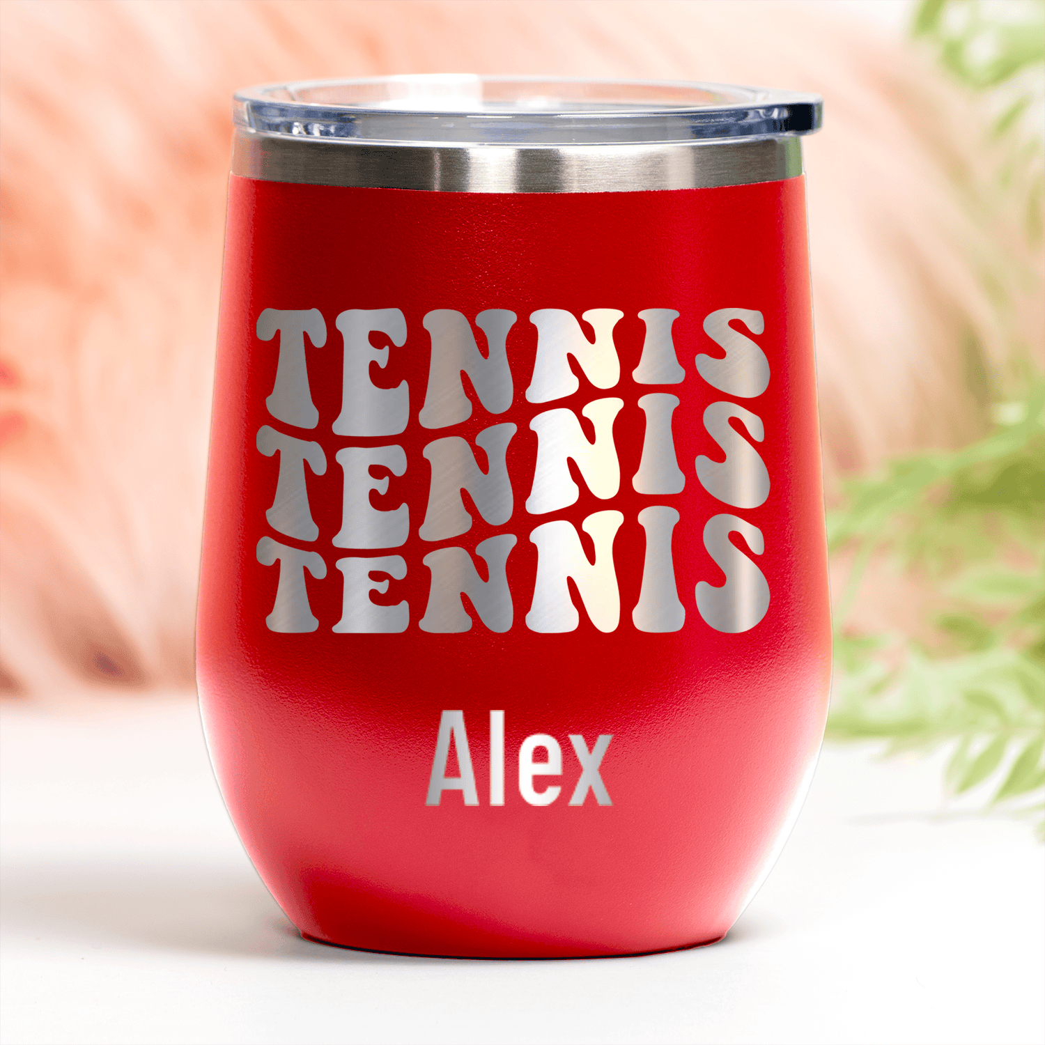 Red Tennis For Her Wine Tumbler With Tennis All Day Design