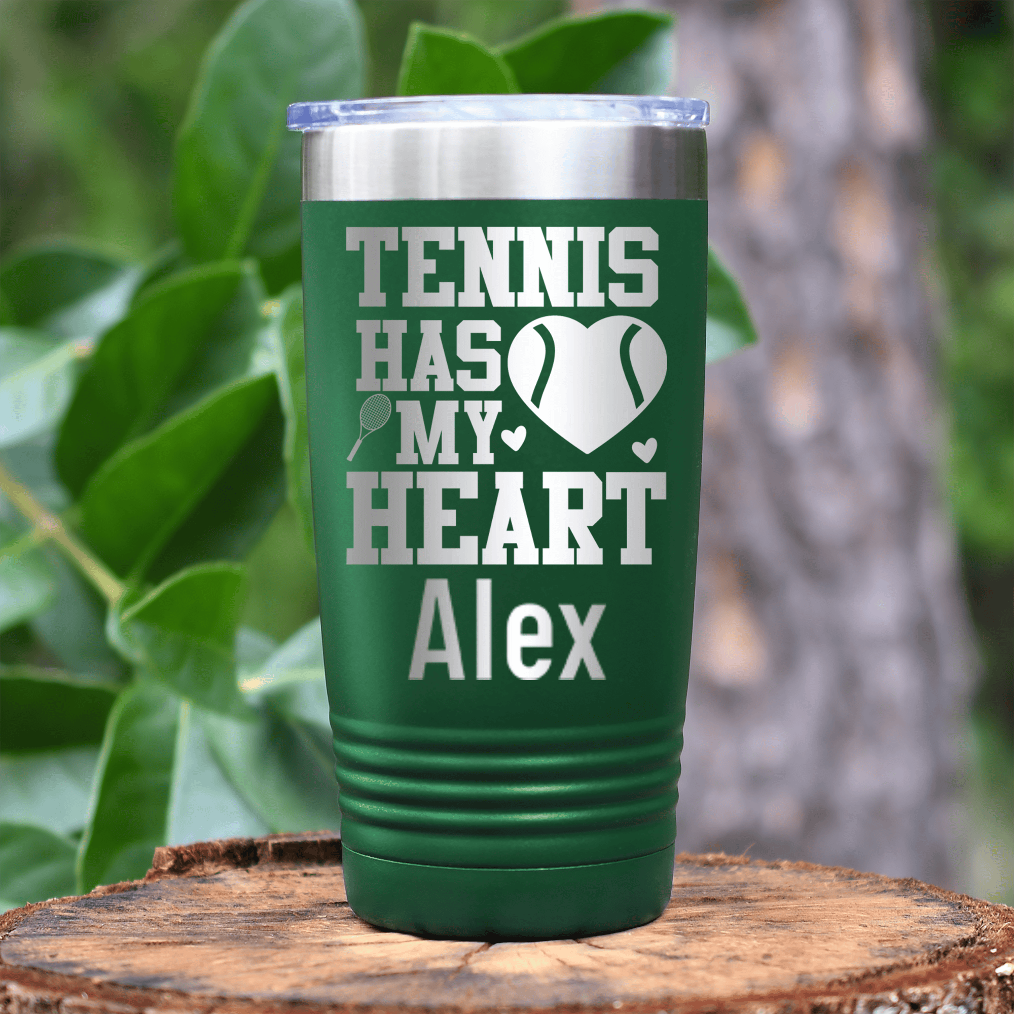 Green Tennis For Her Tumbler With Tennis Has My Heart Design