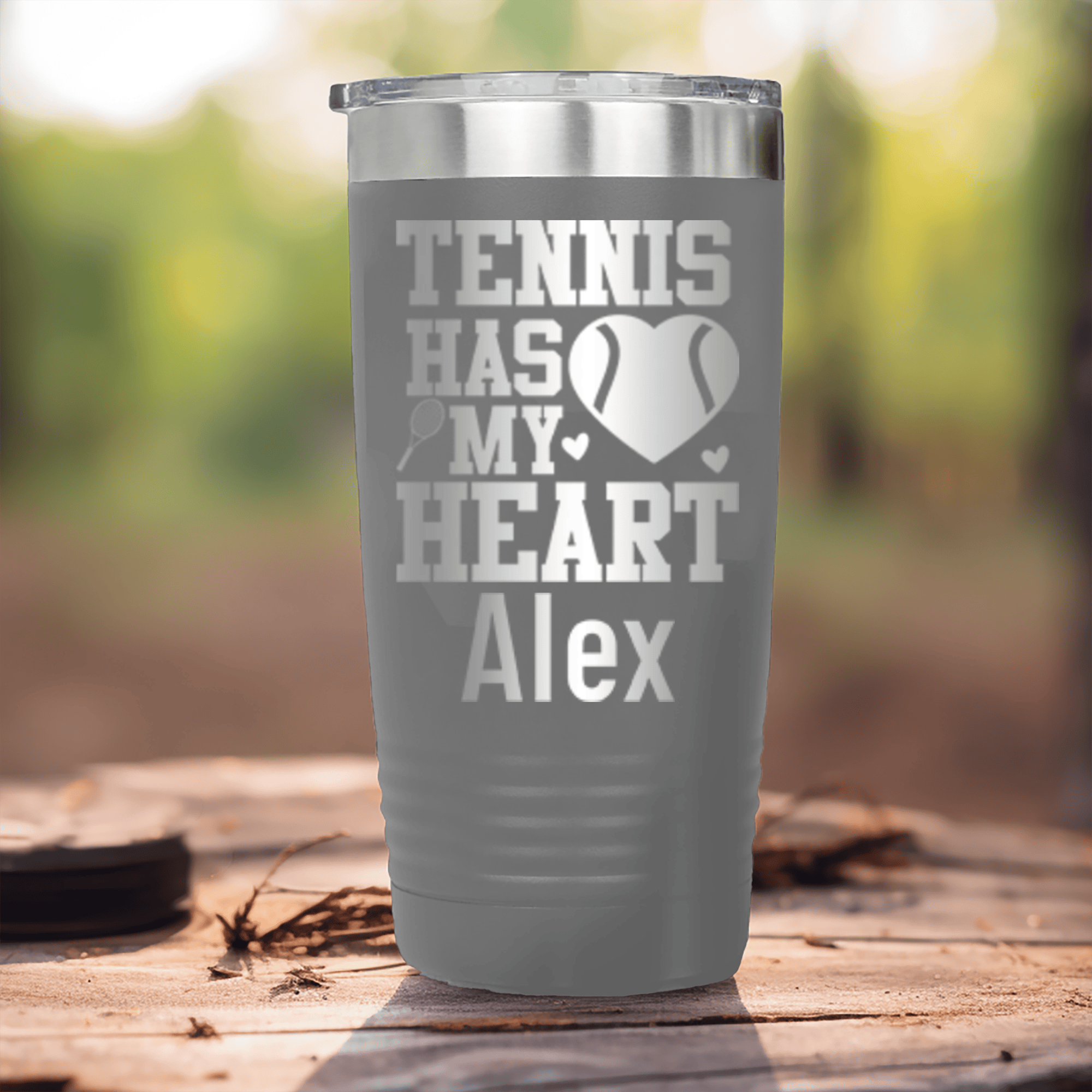 Grey Tennis For Her Tumbler With Tennis Has My Heart Design