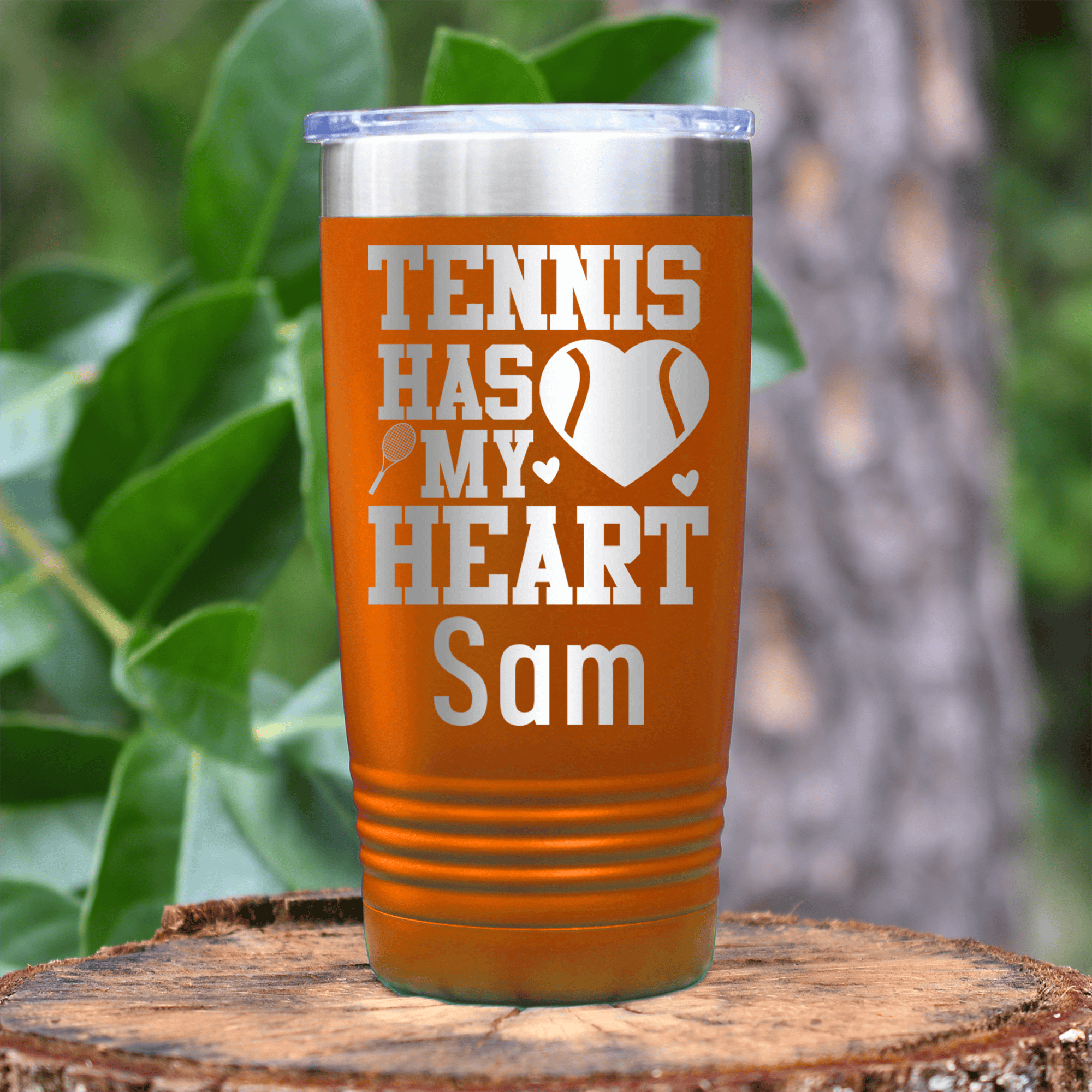 Orange Tennis For Her Tumbler With Tennis Has My Heart Design