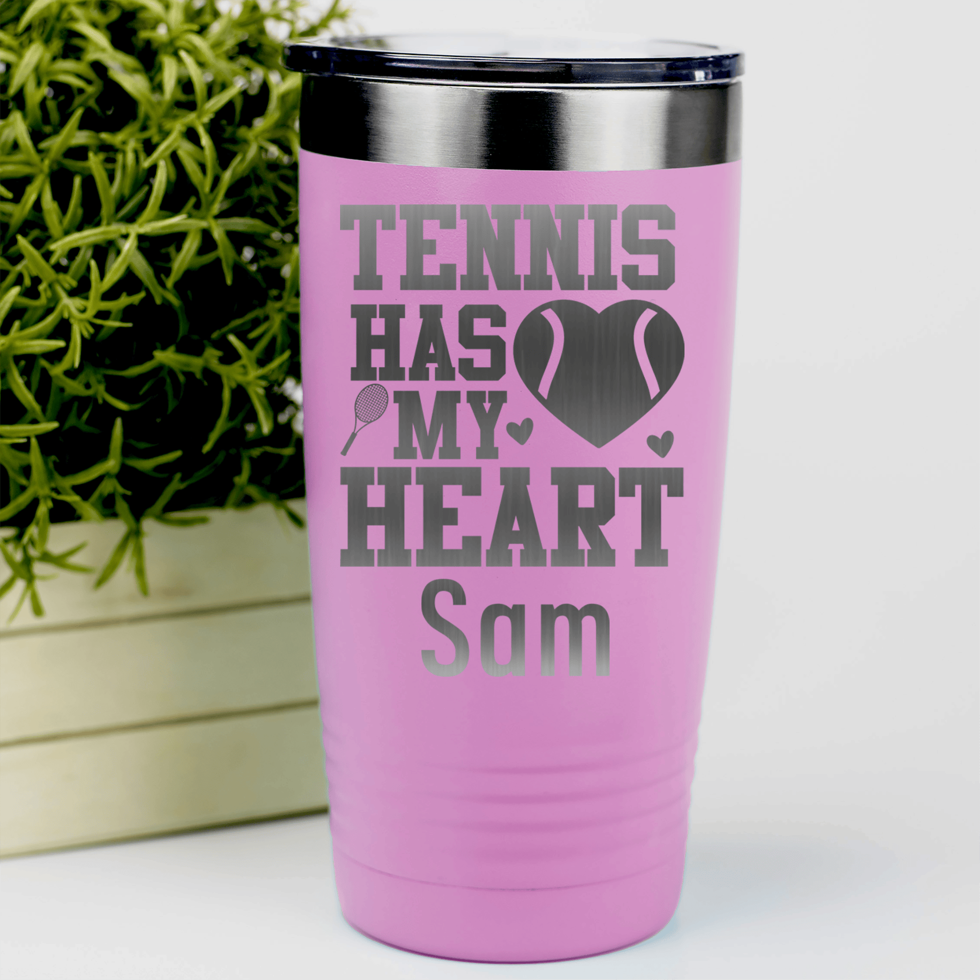 Pink Tennis For Her Tumbler With Tennis Has My Heart Design