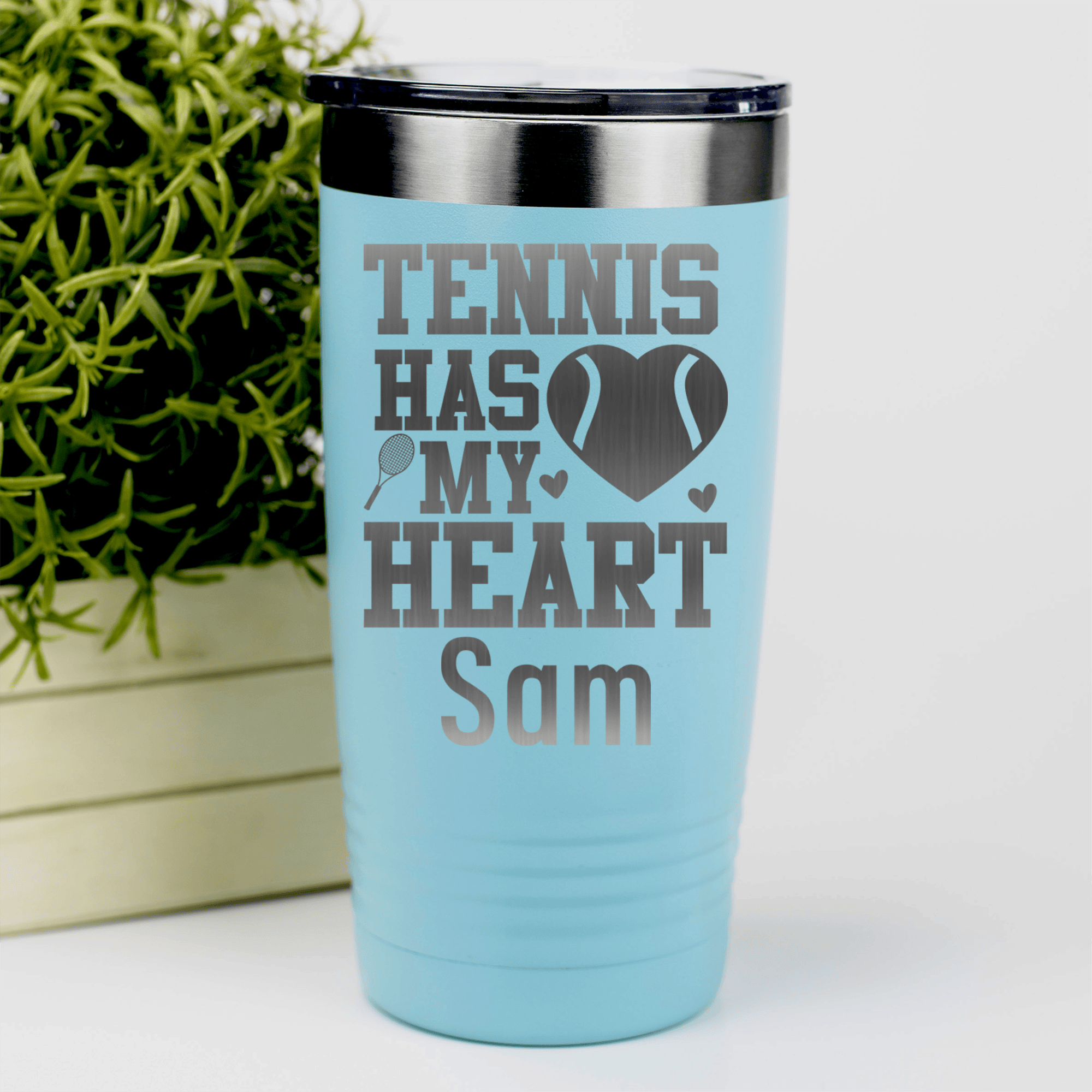 Teal Tennis For Her Tumbler With Tennis Has My Heart Design