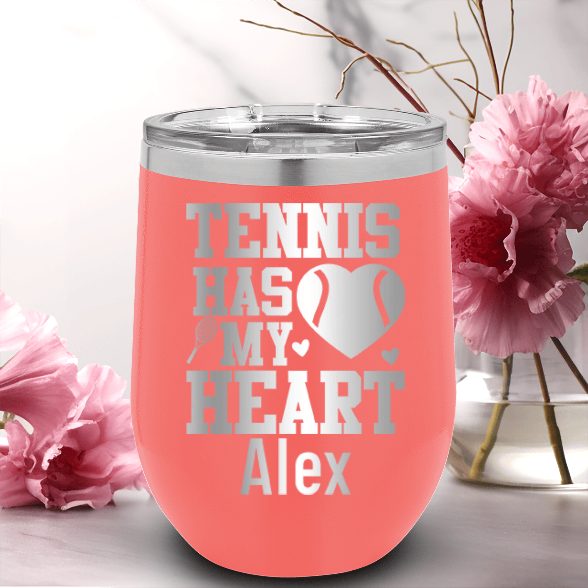 Tennis Has My Heart Wine Tumbler