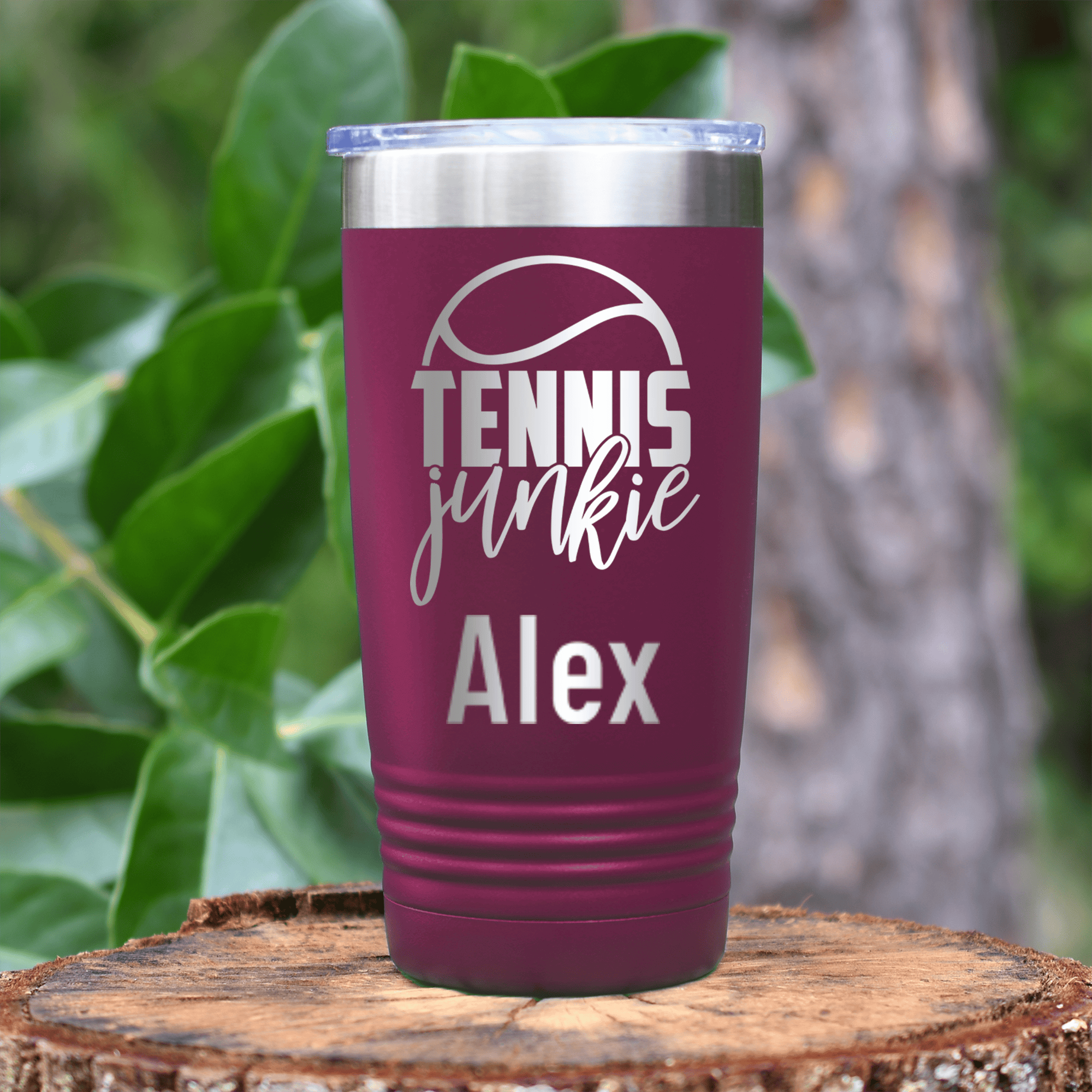 Maroon Tennis For Her Tumbler With Tennis Junkie Design