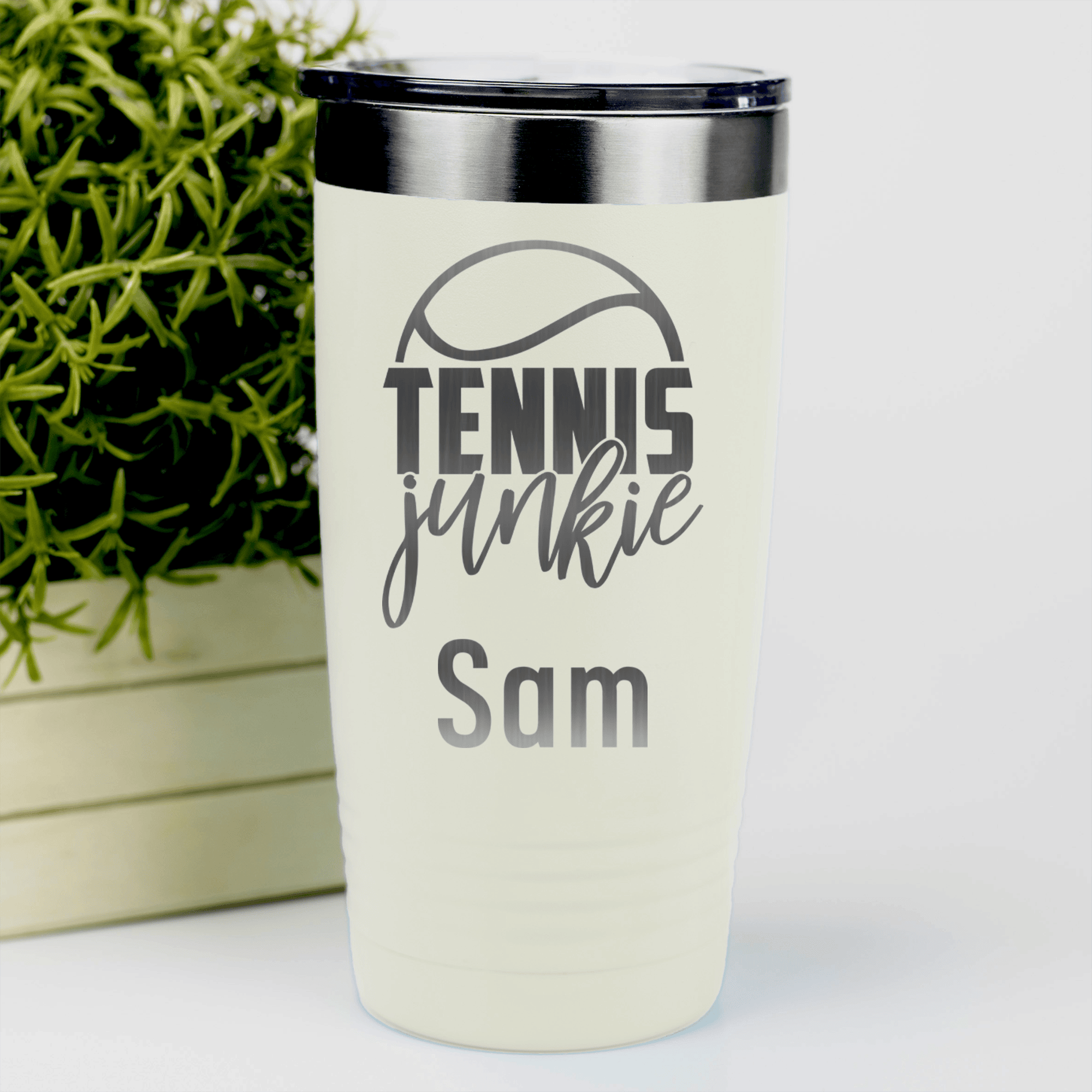 White Tennis For Her Tumbler With Tennis Junkie Design