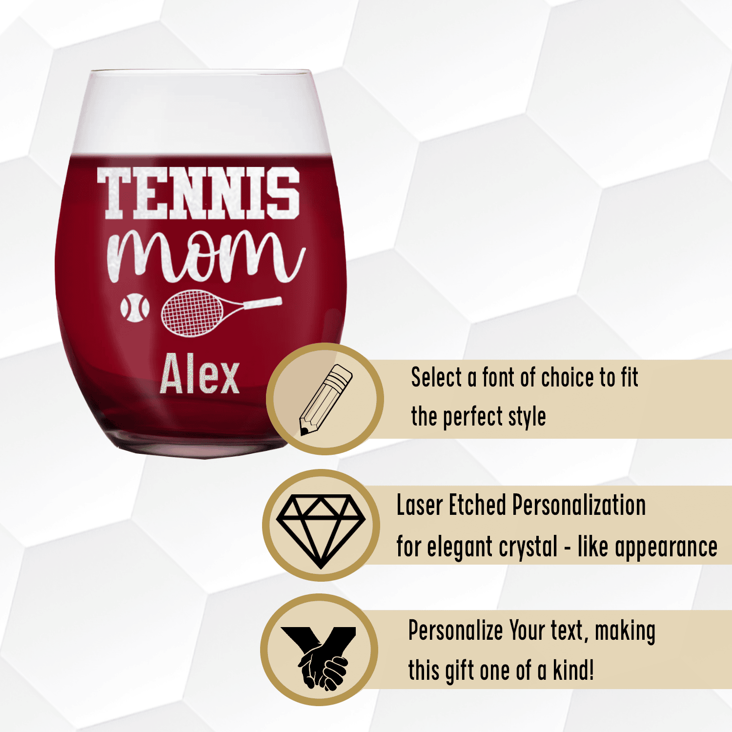 Tennis Mom Stemless Wine Glass