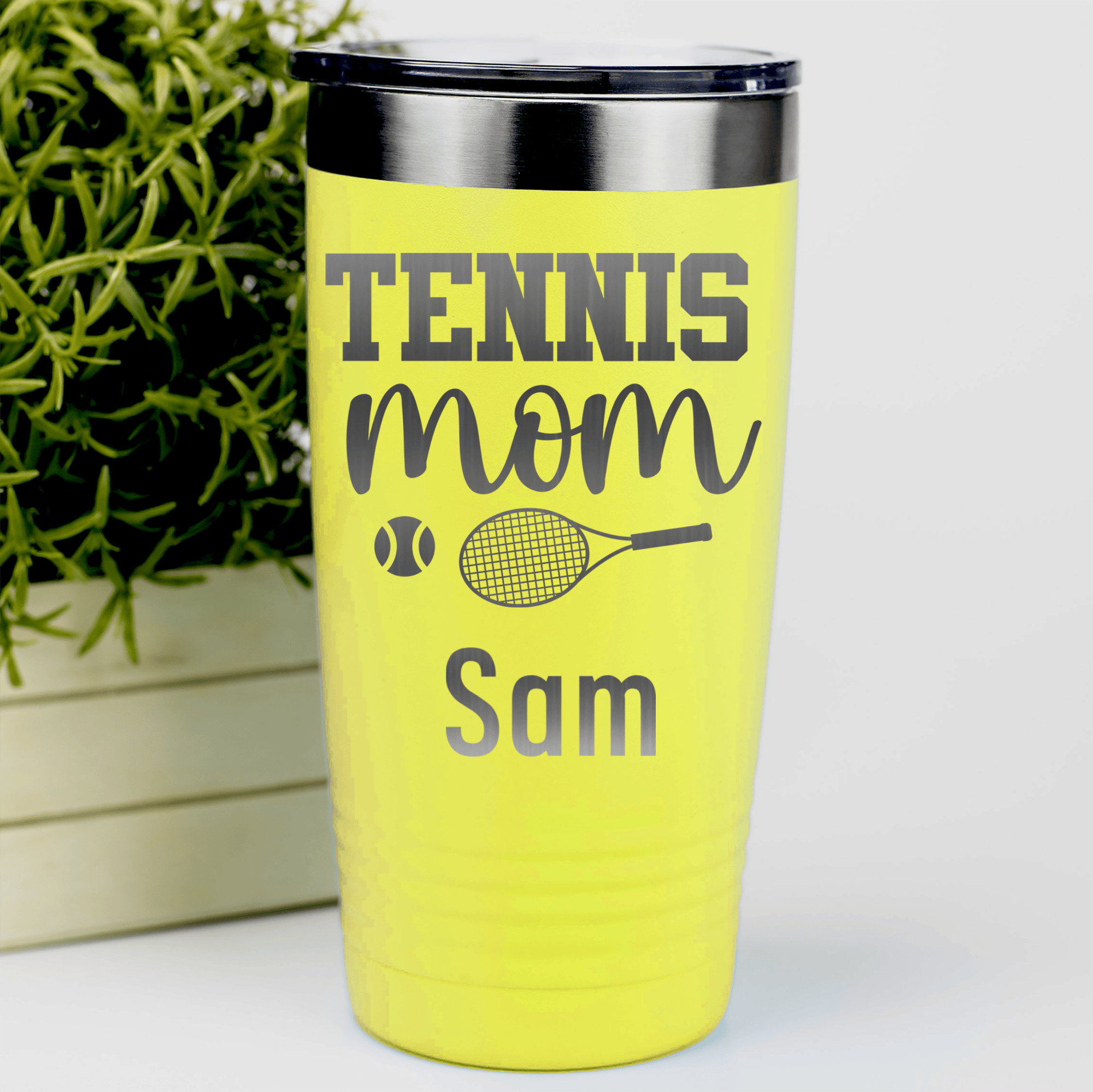 Yellow Tennis For Her Tumbler With Tennis Mom Design