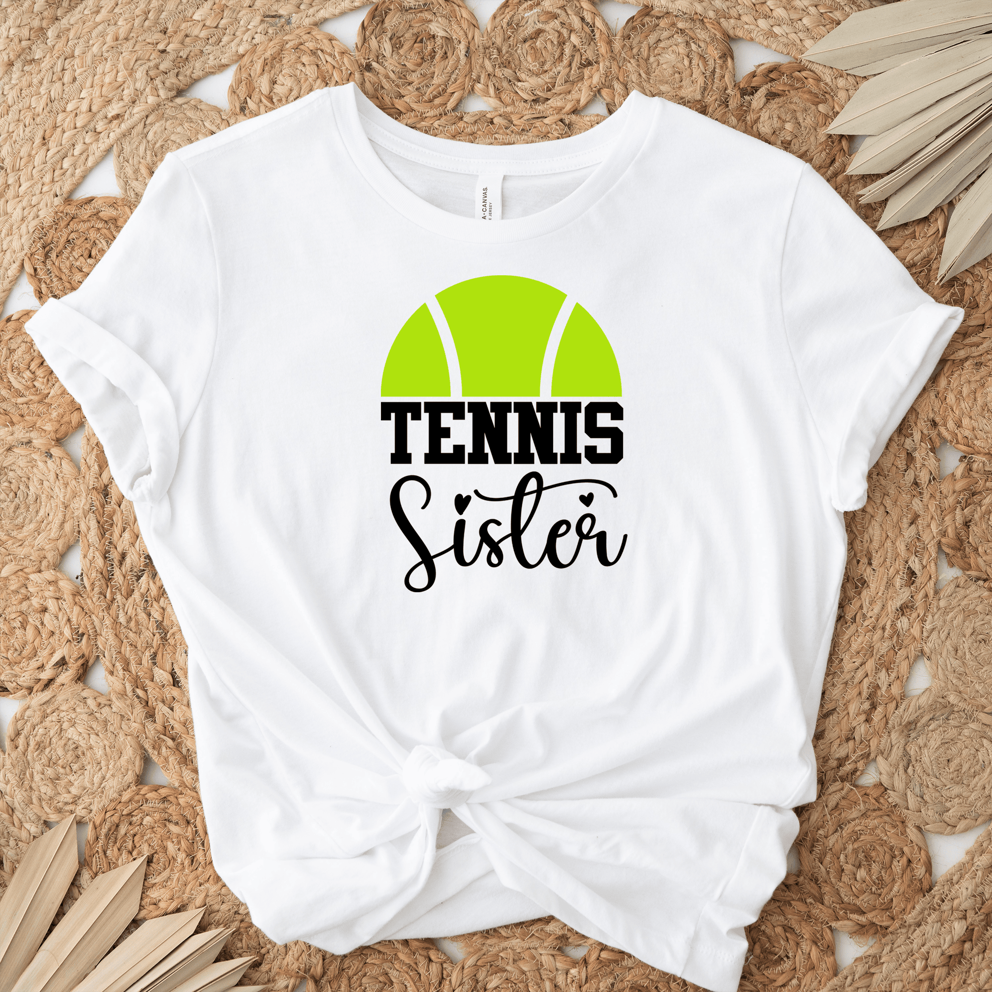 Womens White T Shirt with Tennis-Sister design