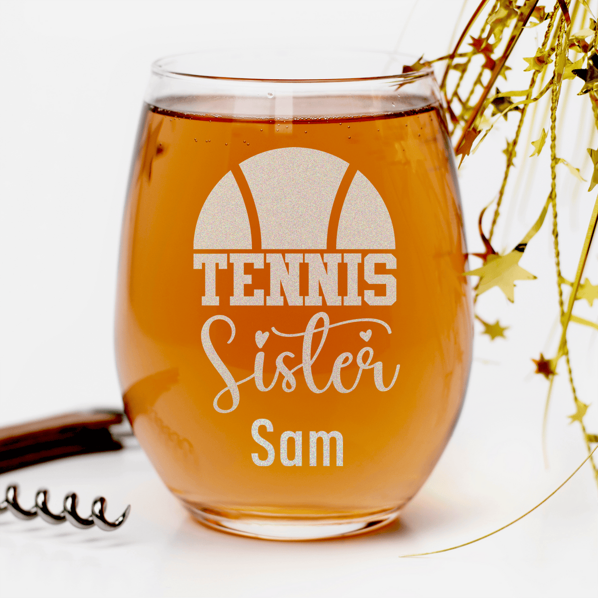 Tennis Sister Stemless Wine Glass