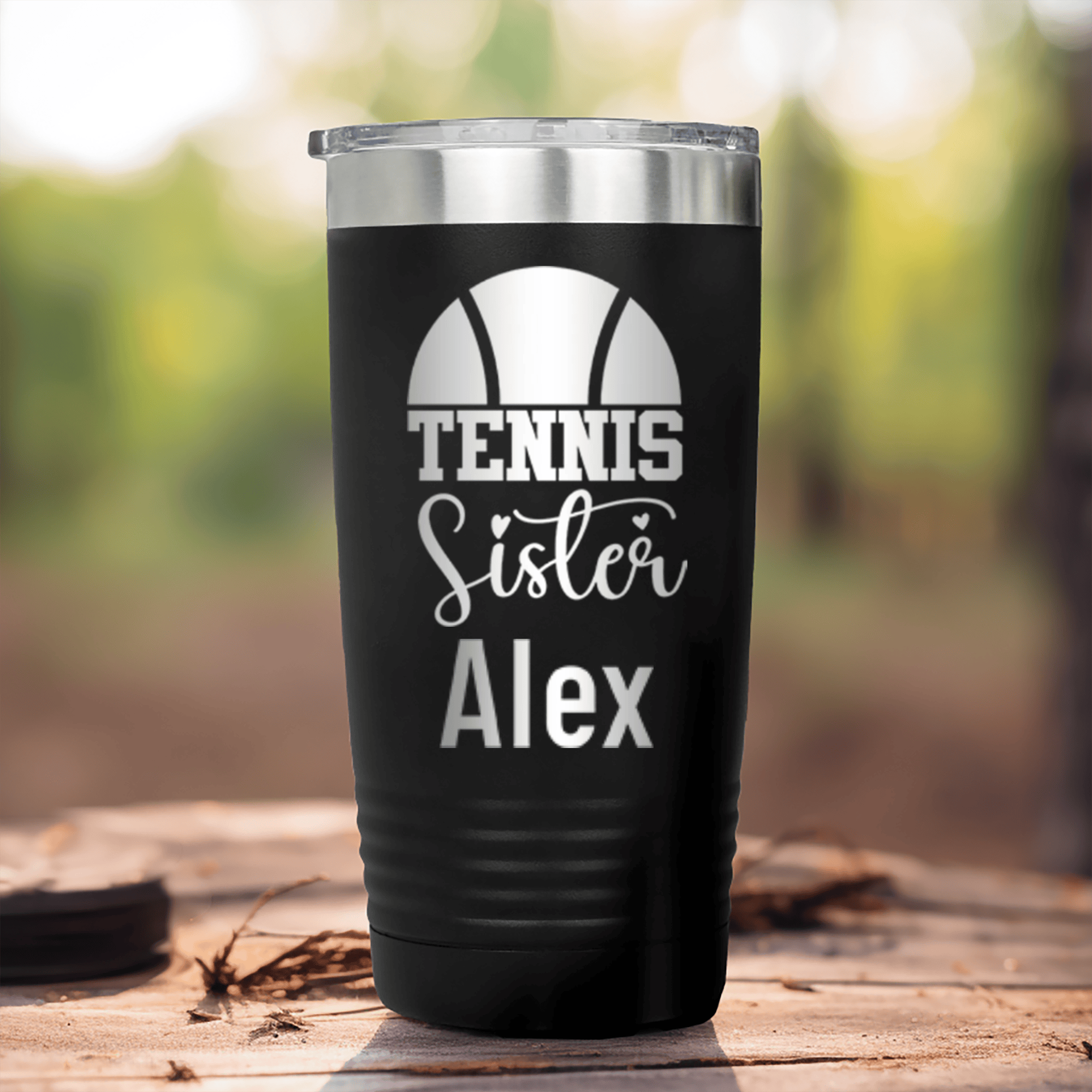 Black Tennis For Her Tumbler With Tennis Sister Design