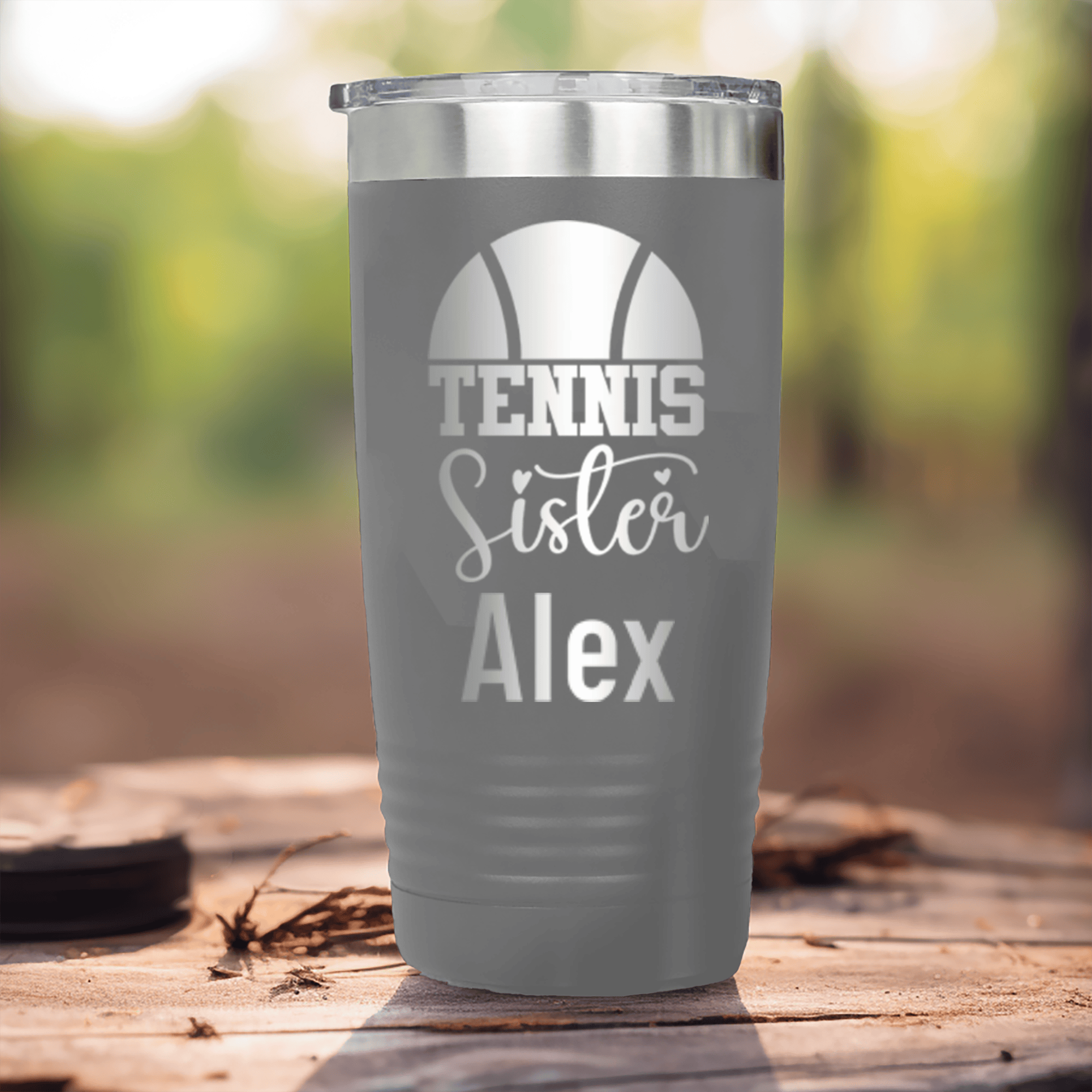 Grey Tennis For Her Tumbler With Tennis Sister Design