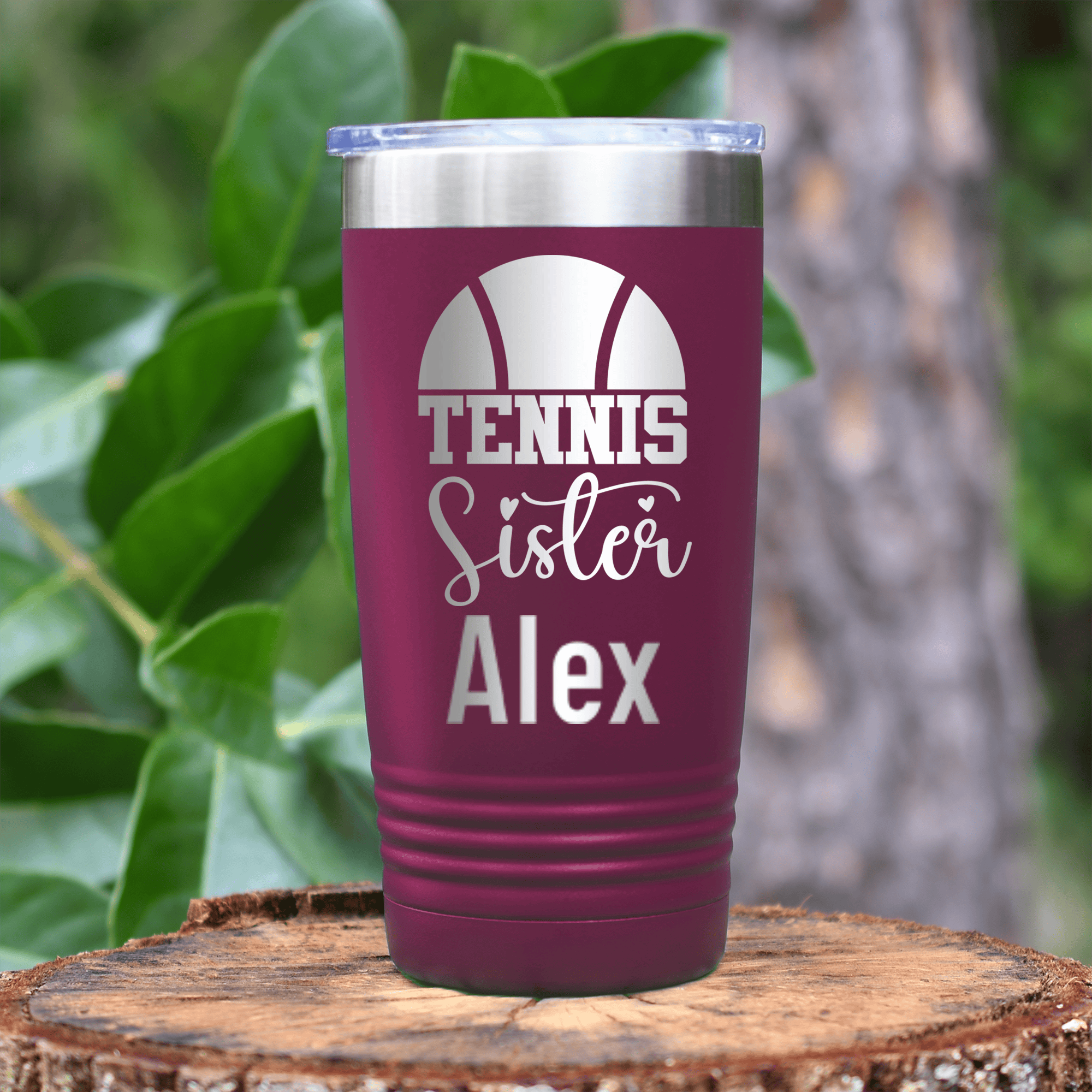 Maroon Tennis For Her Tumbler With Tennis Sister Design