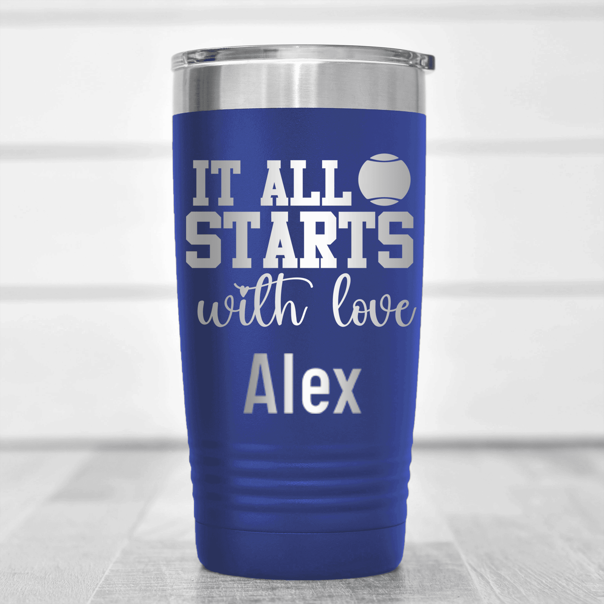 Blue Tennis For Her Tumbler With Tennis Starts With Love Design