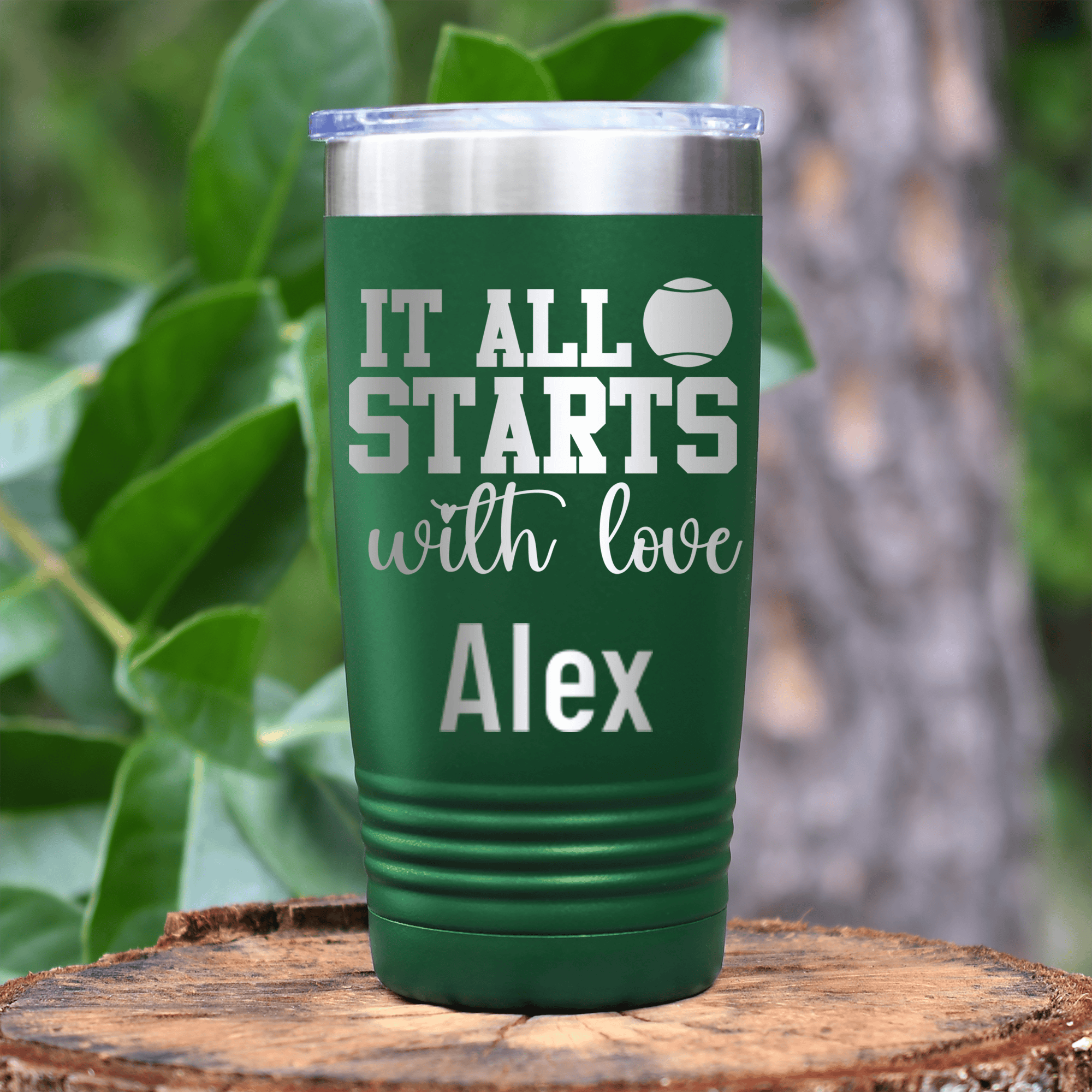 Green Tennis For Her Tumbler With Tennis Starts With Love Design