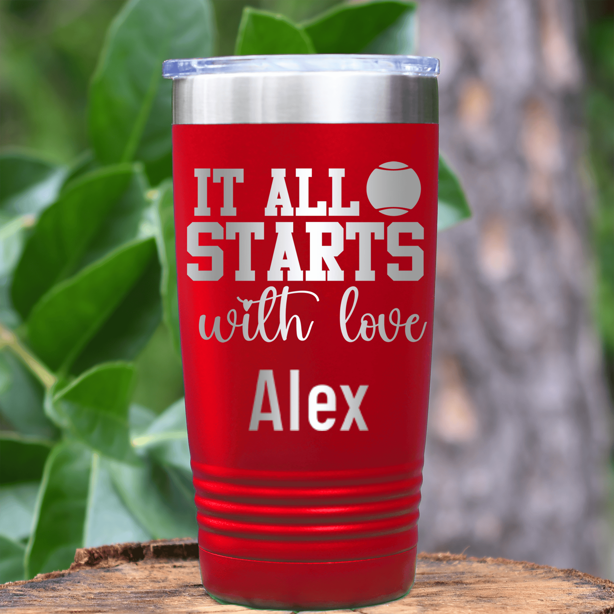 Red Tennis For Her Tumbler With Tennis Starts With Love Design