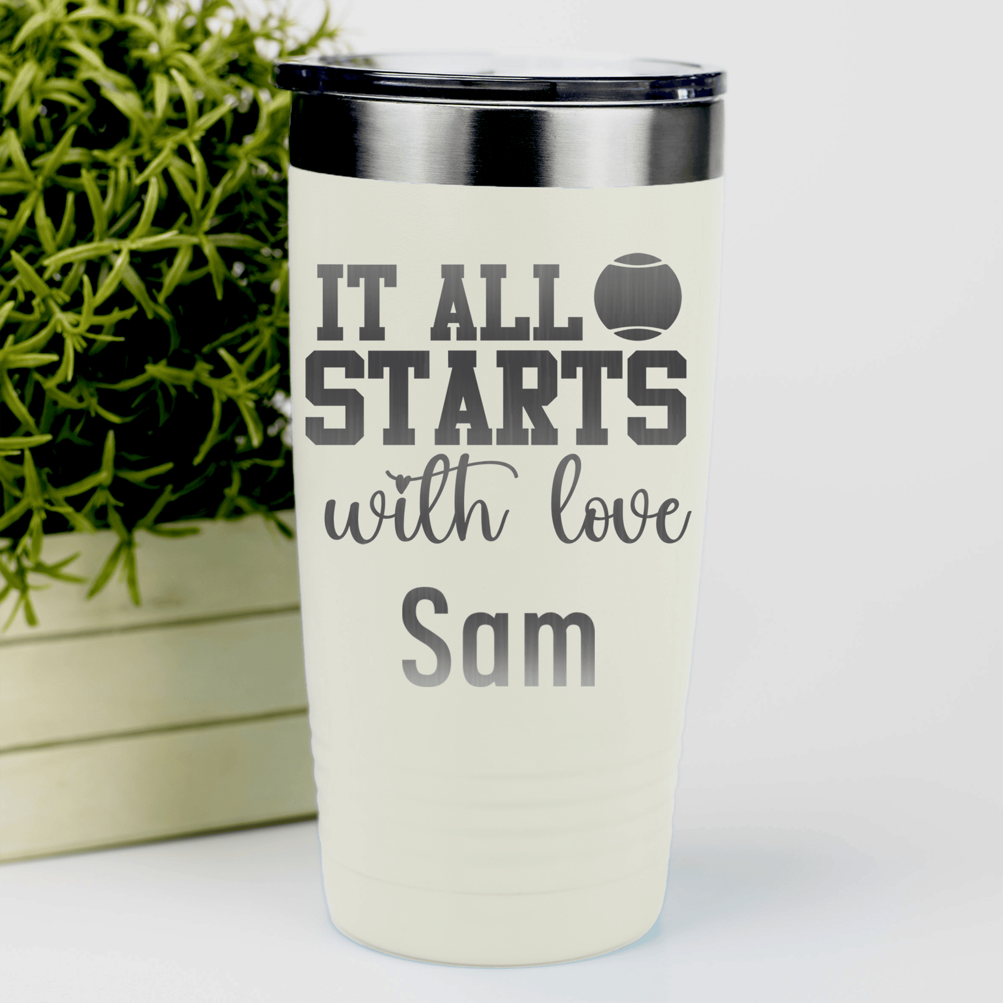 White Tennis For Her Tumbler With Tennis Starts With Love Design