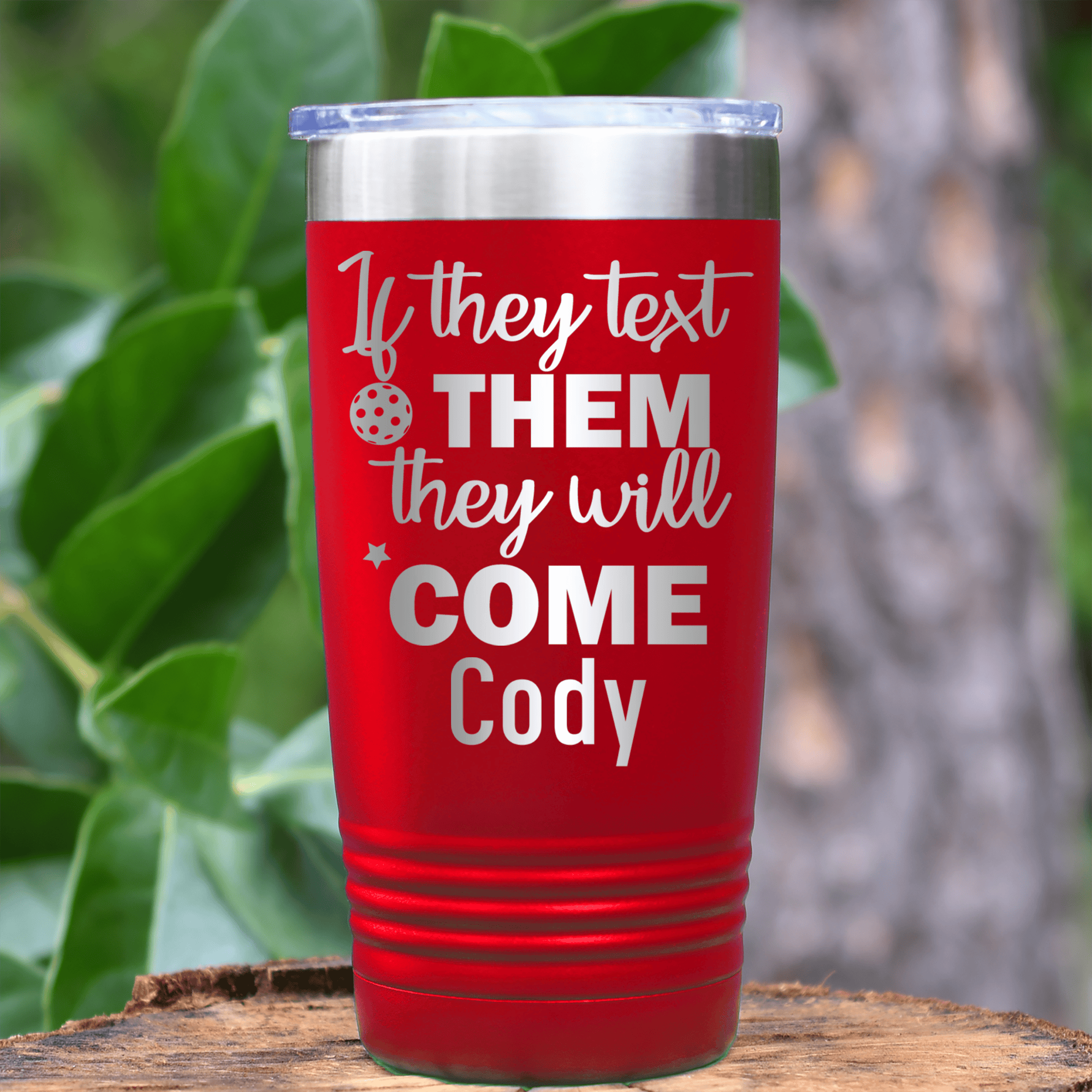 Red Pickleball Tumbler With Text Pickle Design