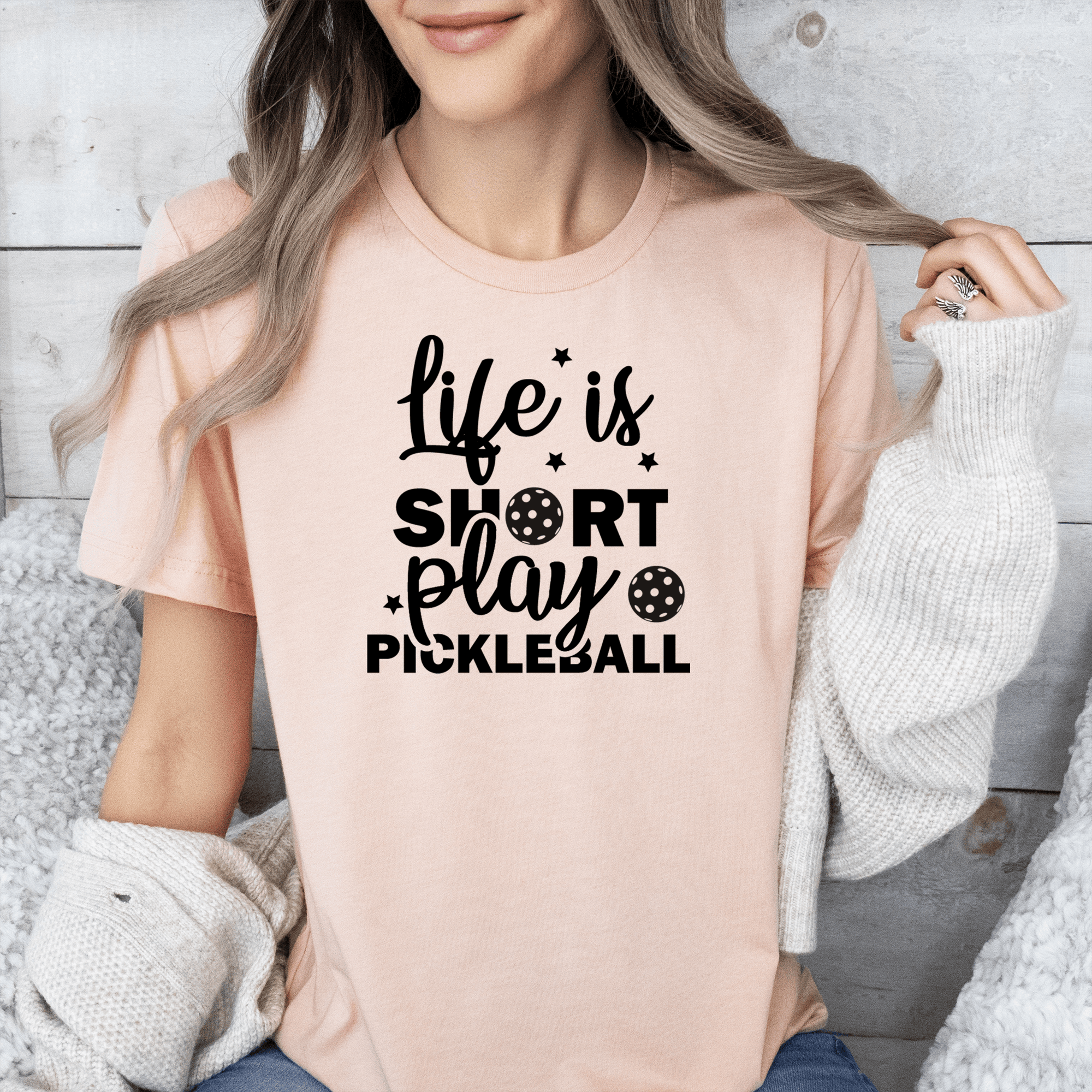 Womens Heather Peach T Shirt with That-Pickle-Life design