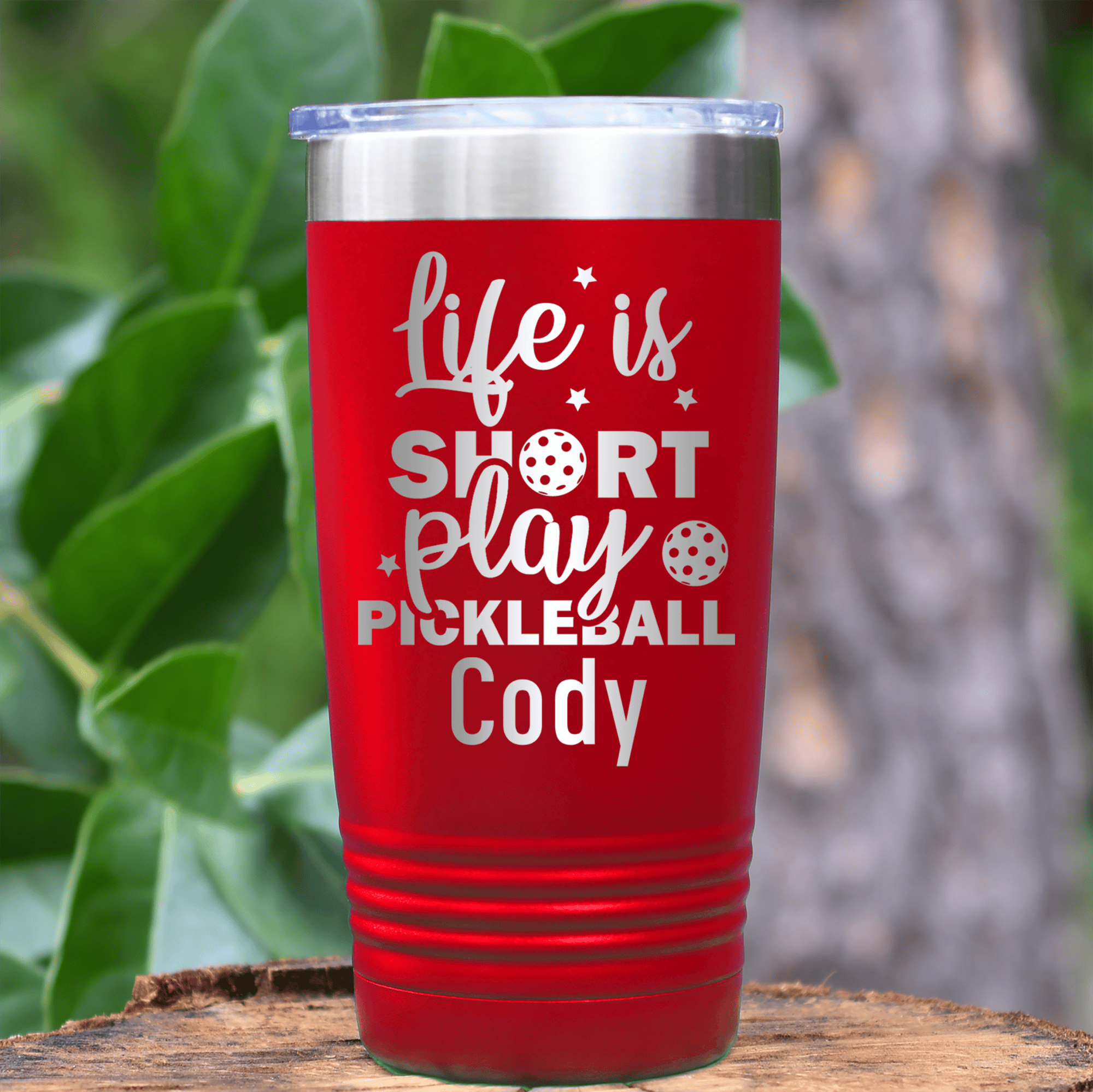 Red Pickleball Tumbler With That Pickle Life Design