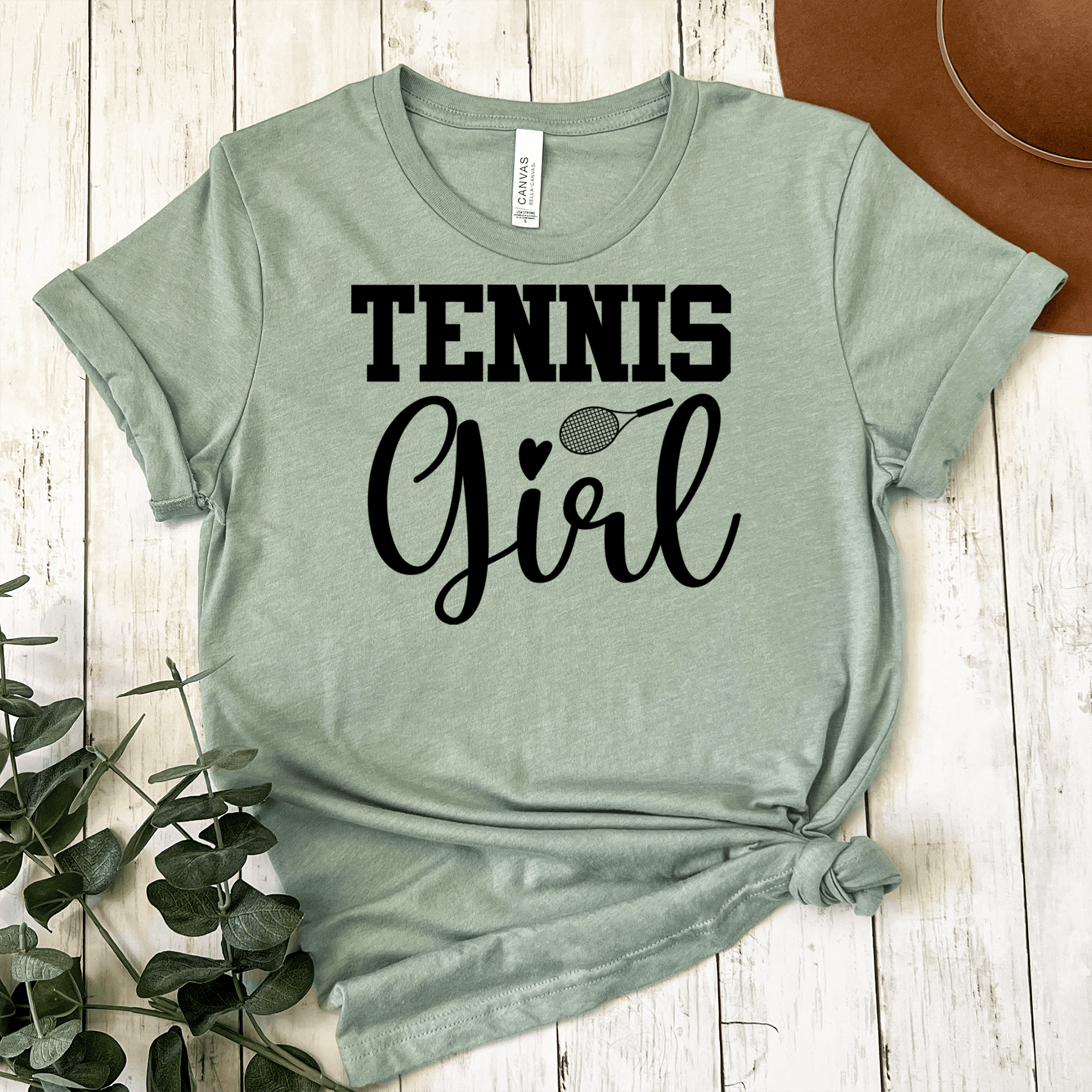 Womens Light Green T Shirt with That-Tennis-Girl design