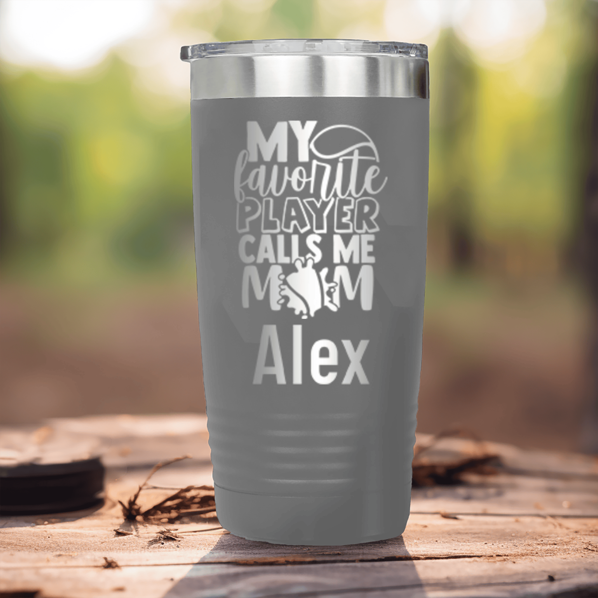 Grey Tennis For Her Tumbler With That Tennis Player Calls Me Mom Design