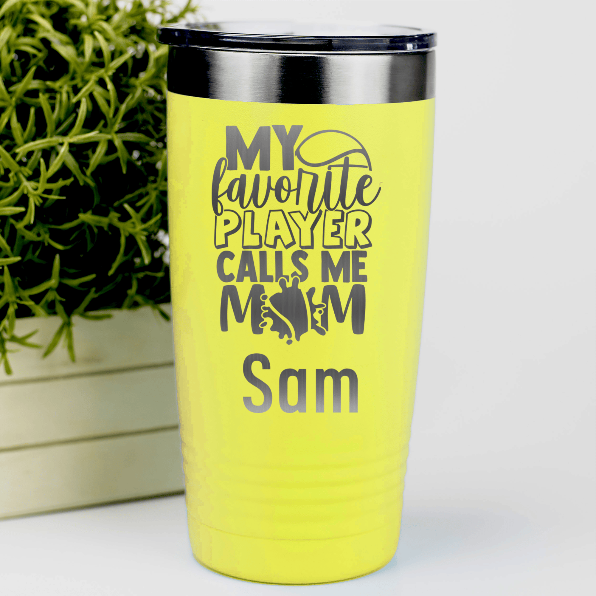 Yellow Tennis For Her Tumbler With That Tennis Player Calls Me Mom Design