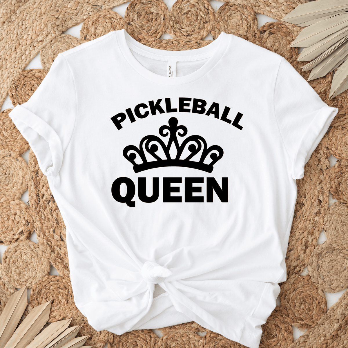Womens White T Shirt with The-Pickleball-Queen design