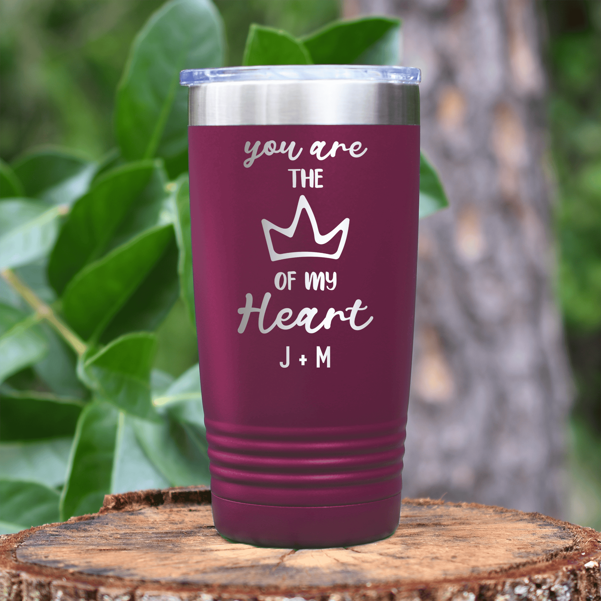 Maroon Valentines Day Tumbler With The Queen Of My Heart Design