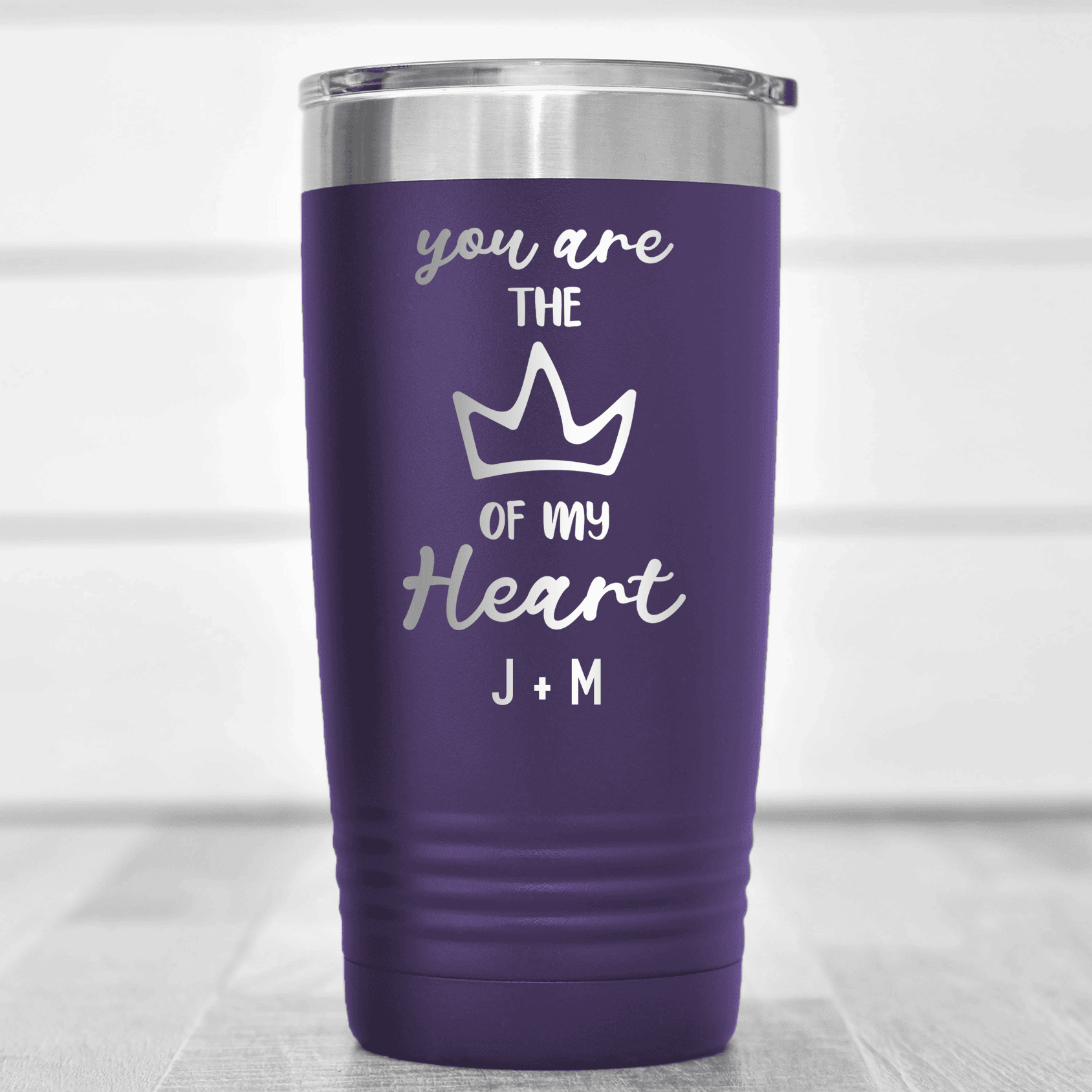 Purple Valentines Day Tumbler With The Queen Of My Heart Design