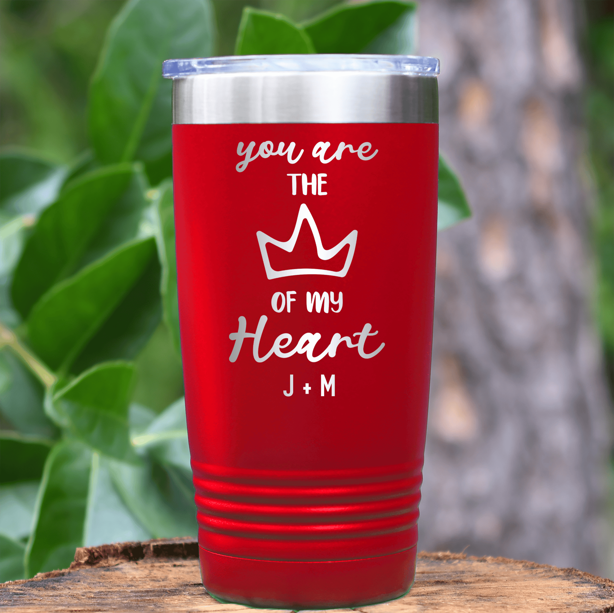 Red Valentines Day Tumbler With The Queen Of My Heart Design