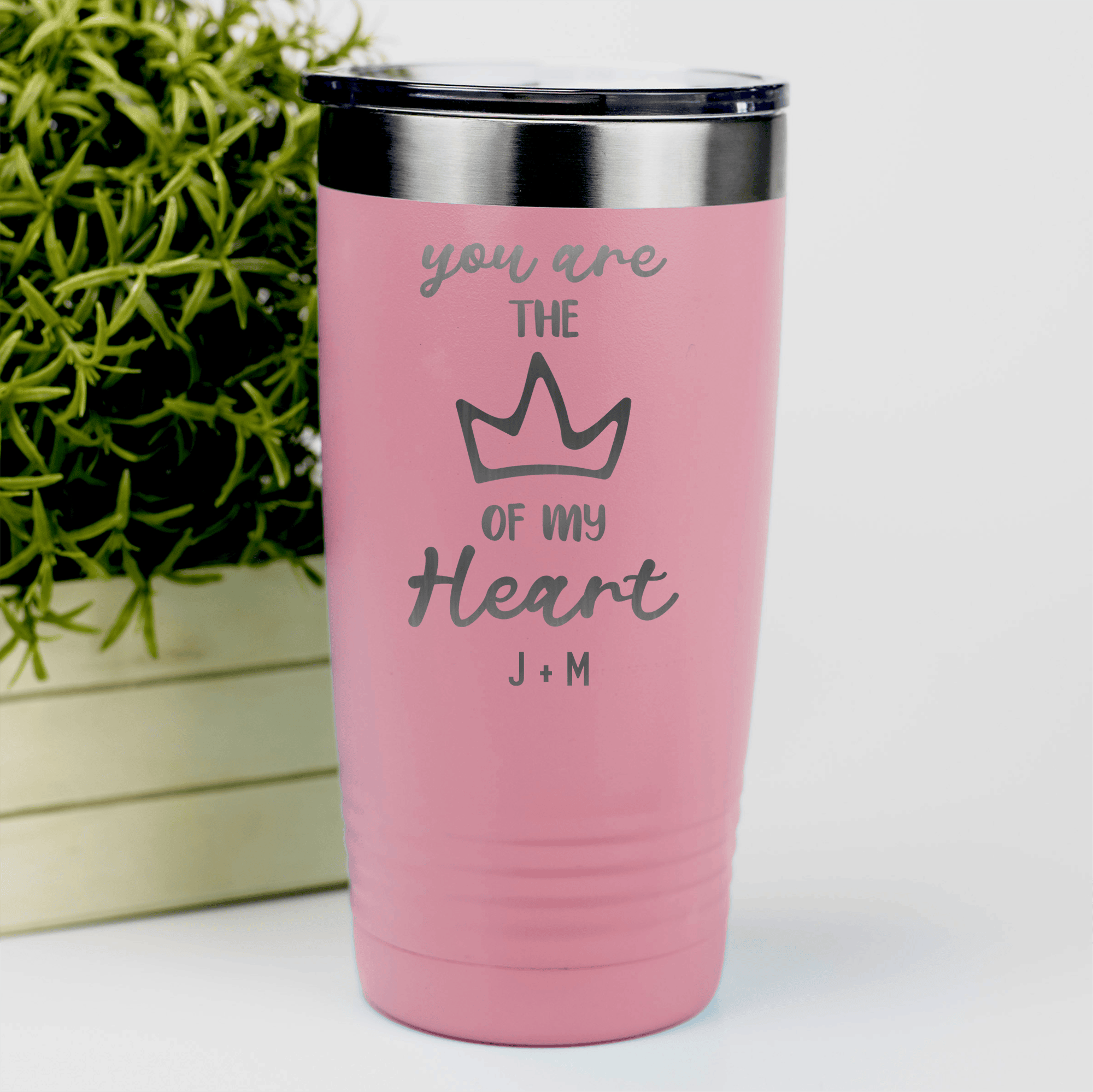 Salmon Valentines Day Tumbler With The Queen Of My Heart Design