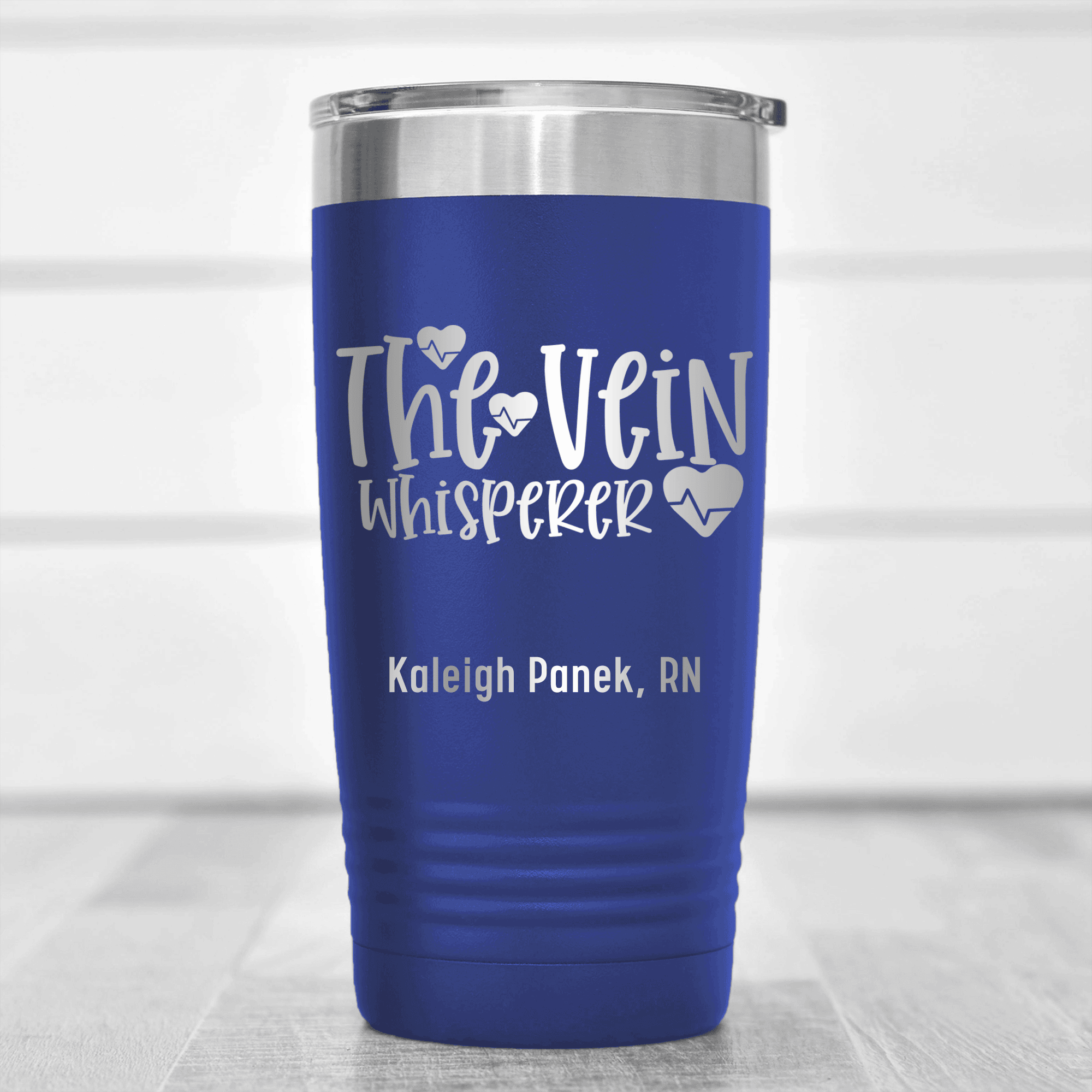 Blue Nurse Tumbler With The Vein Whisperer Design