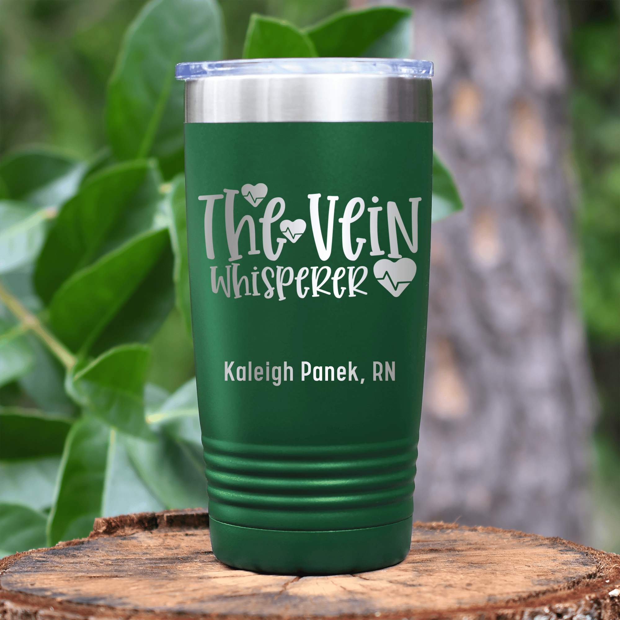 Green Nurse Tumbler With The Vein Whisperer Design