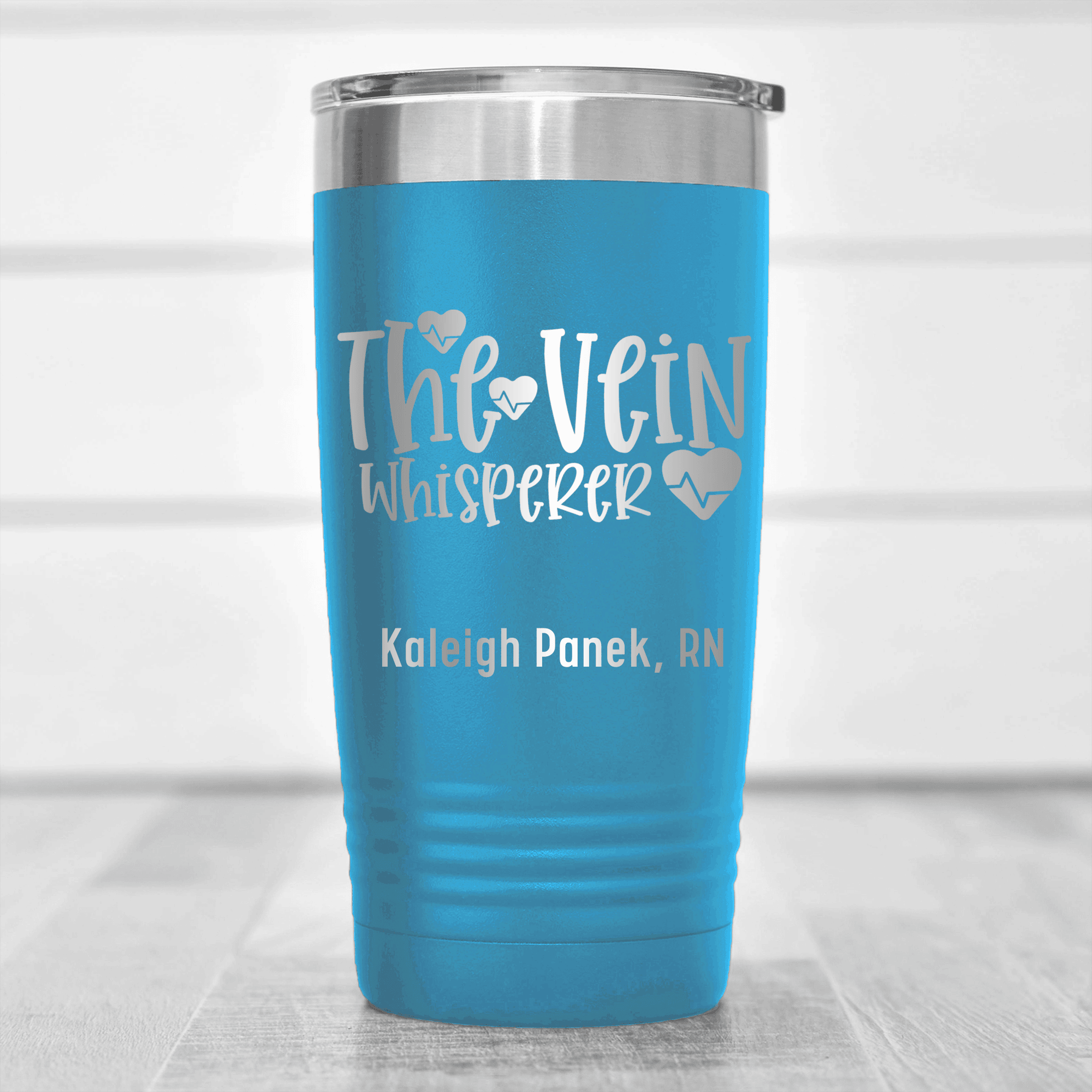 Light Blue Nurse Tumbler With The Vein Whisperer Design