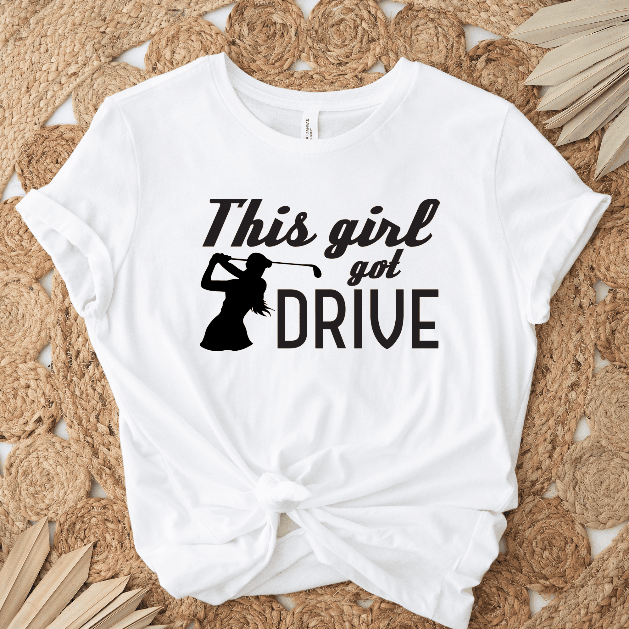 Womens White T Shirt with This-Girl-Can-Drive design