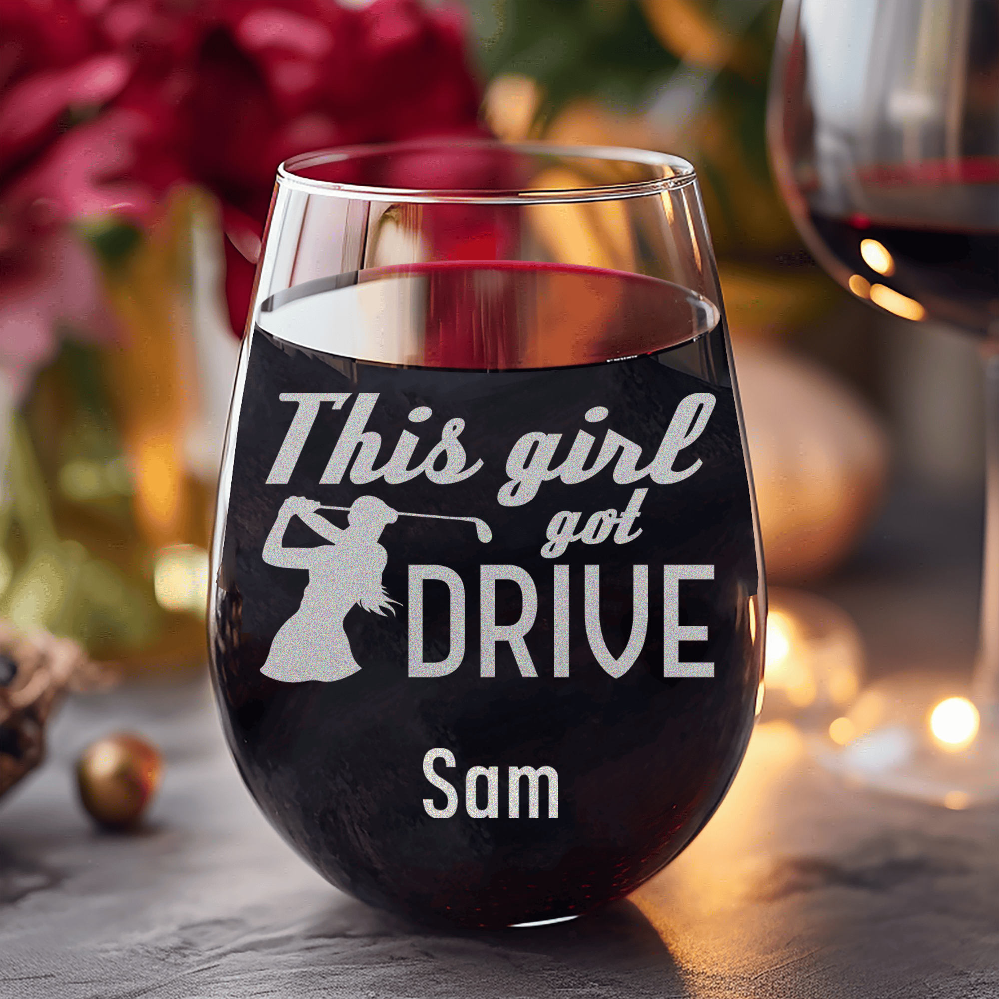 This Girl Can Drive Stemless Wine Glass