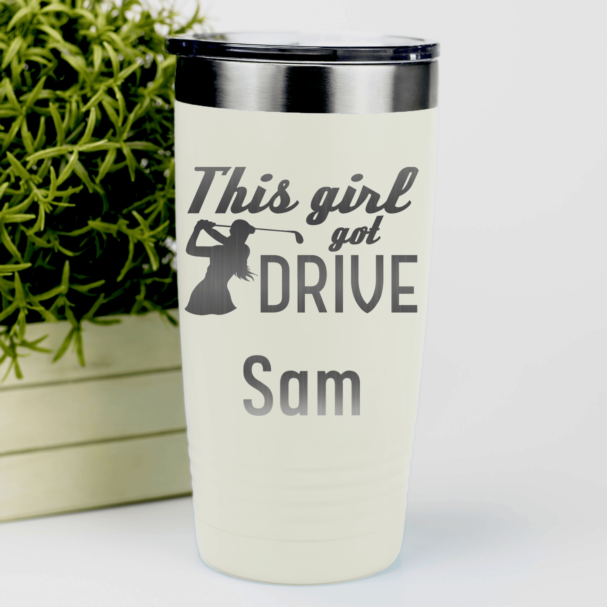 White Golf Gifts For Her Tumbler With This Girl Can Drive Design