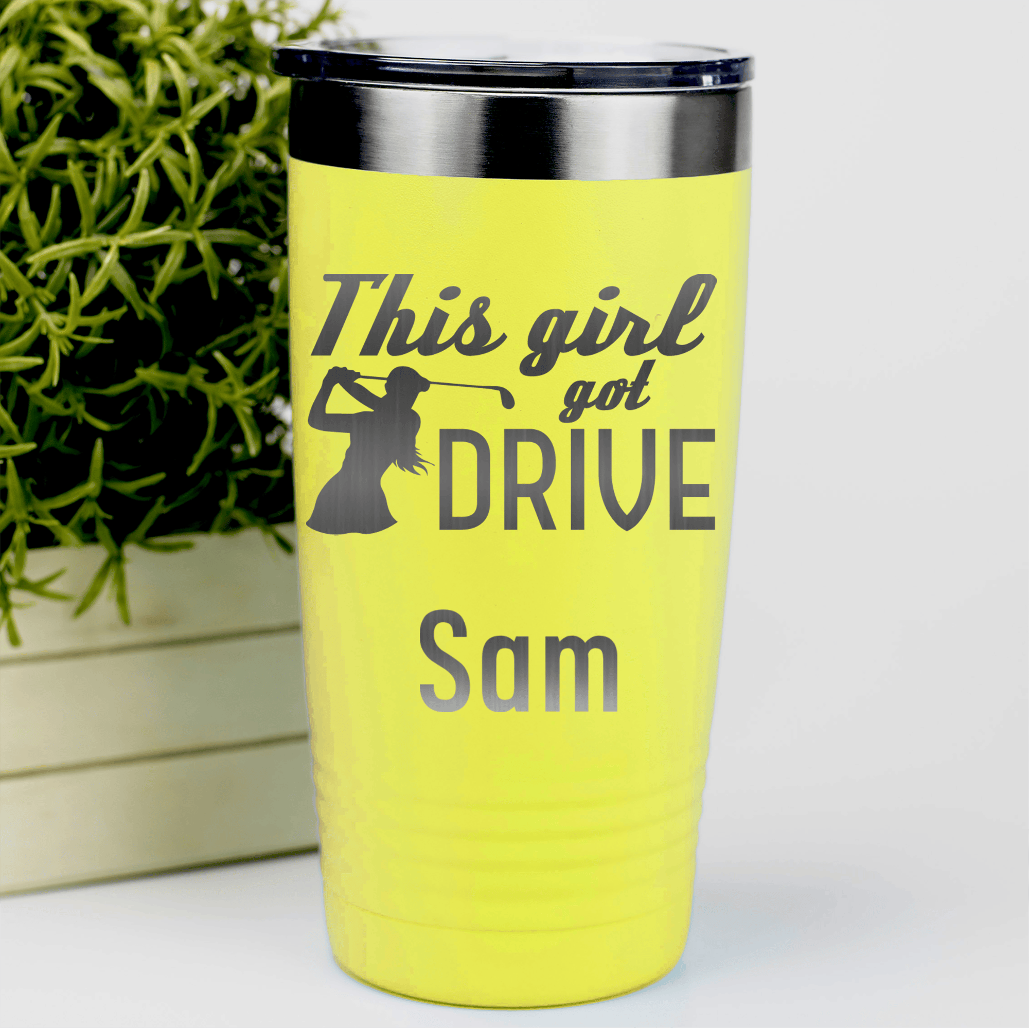 Yellow Golf Gifts For Her Tumbler With This Girl Can Drive Design