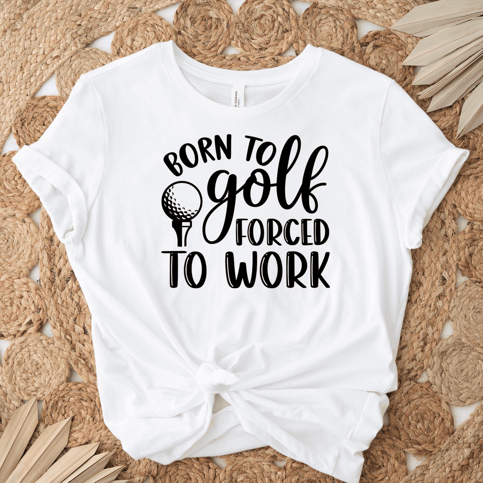 Womens White T Shirt with This-Girls-Born-To-Golf design