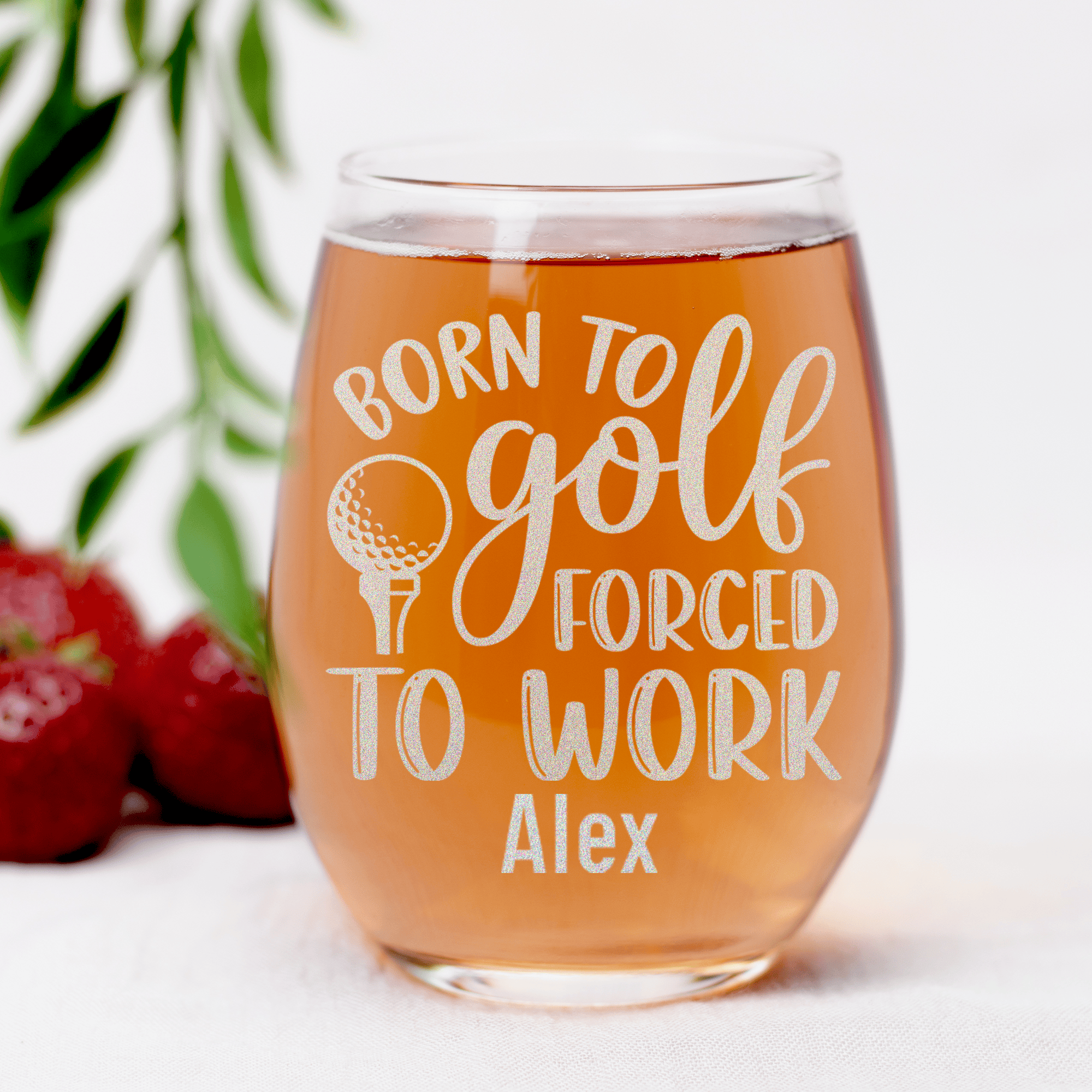 This Girls Born To Golf Stemless Wine Glass