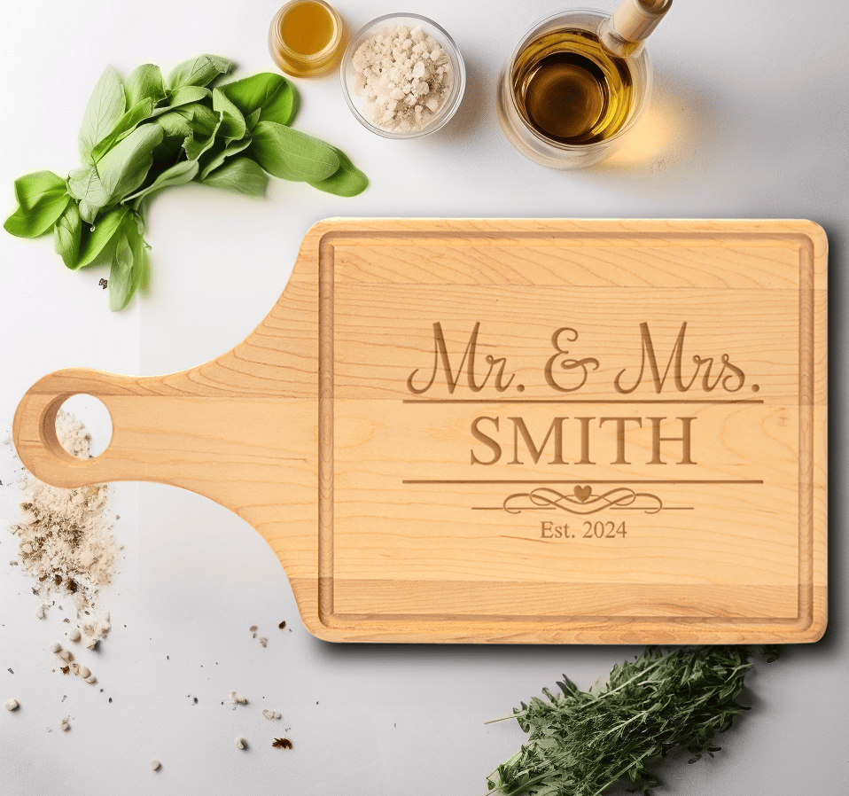 Anniversary Maple Paddle Cutting Board With Timeless Bonds Design