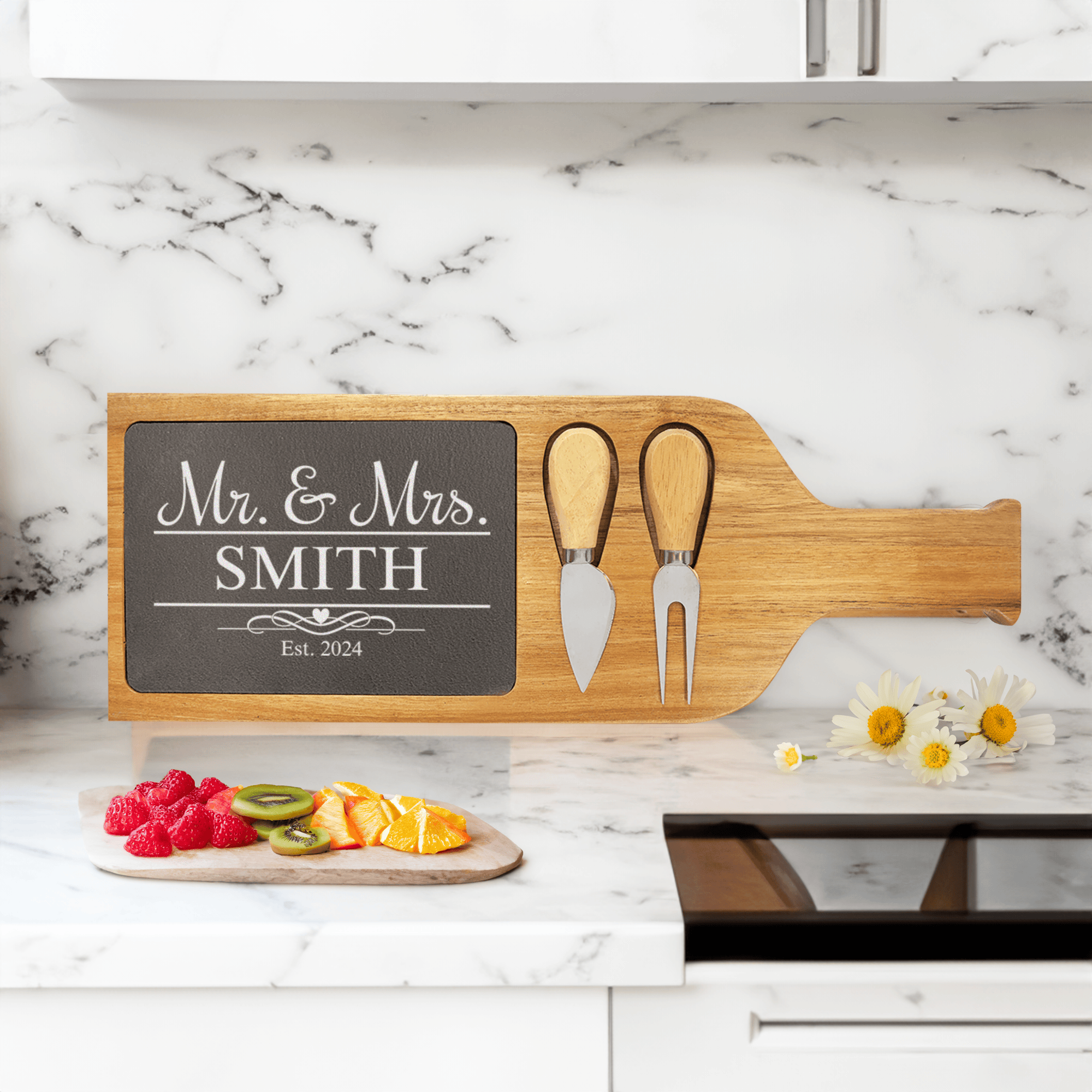 Timeless Bonds Wood Slate Serving Tray With Handle