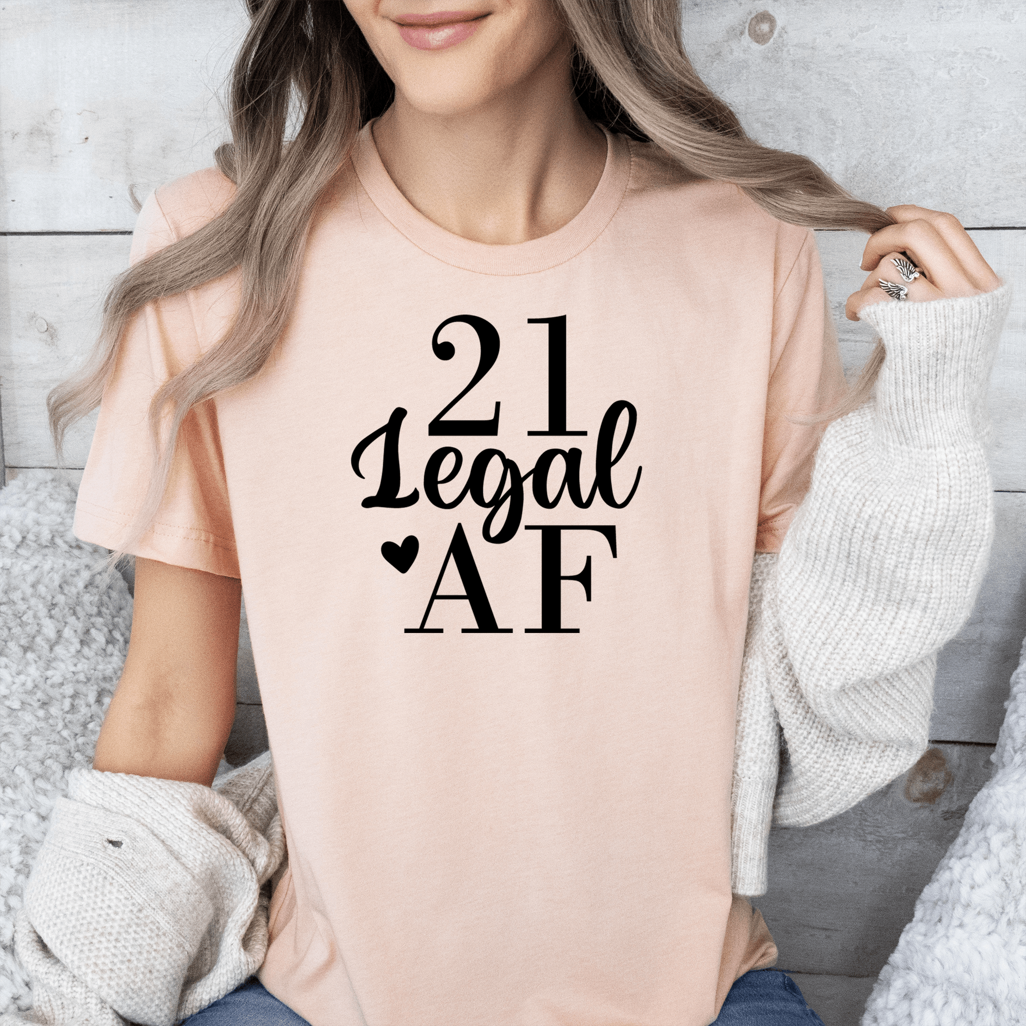 Womens Heather Peach T Shirt with Twenty-One-AF design