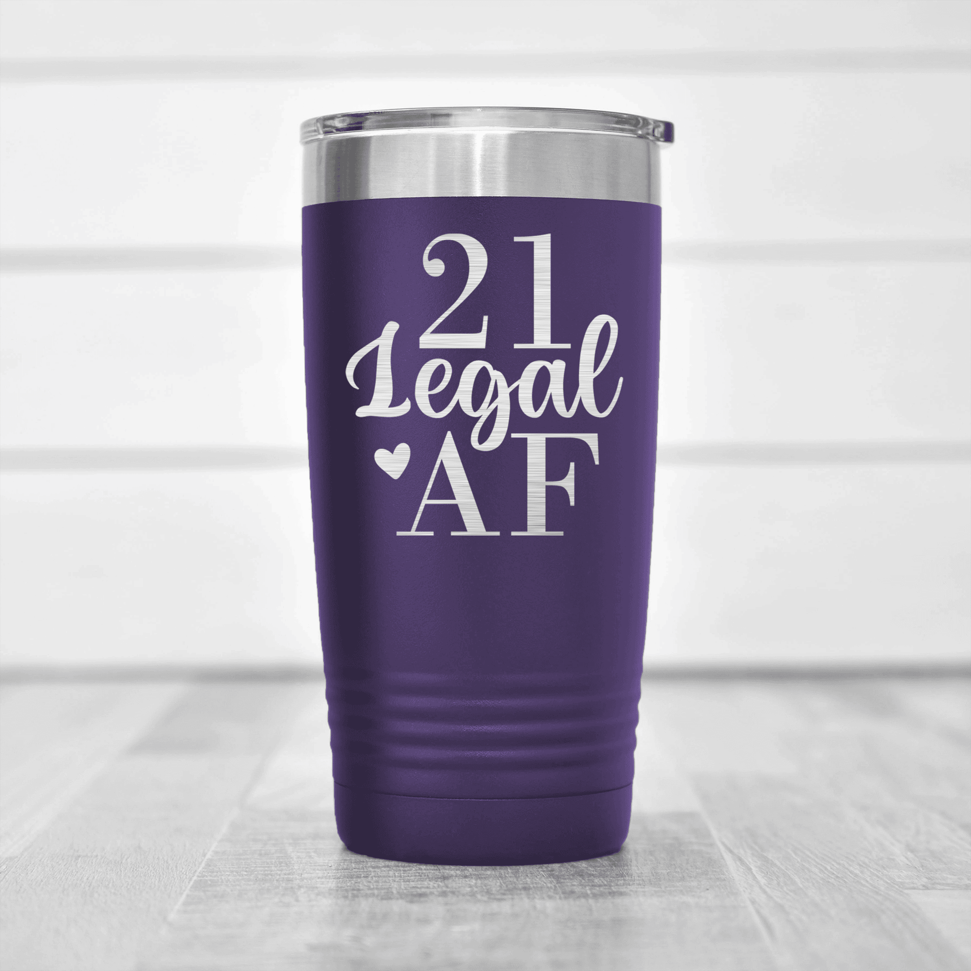 Purple birthday tumbler Twenty One AF