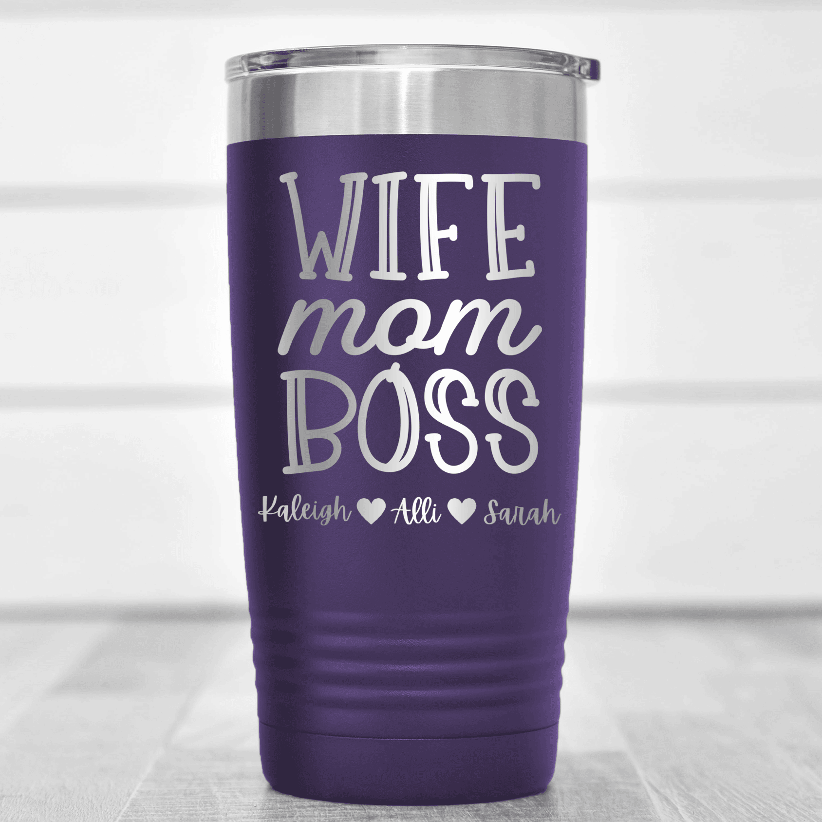 Purple Mothers Day Tumbler With Wife Mom Boss Design