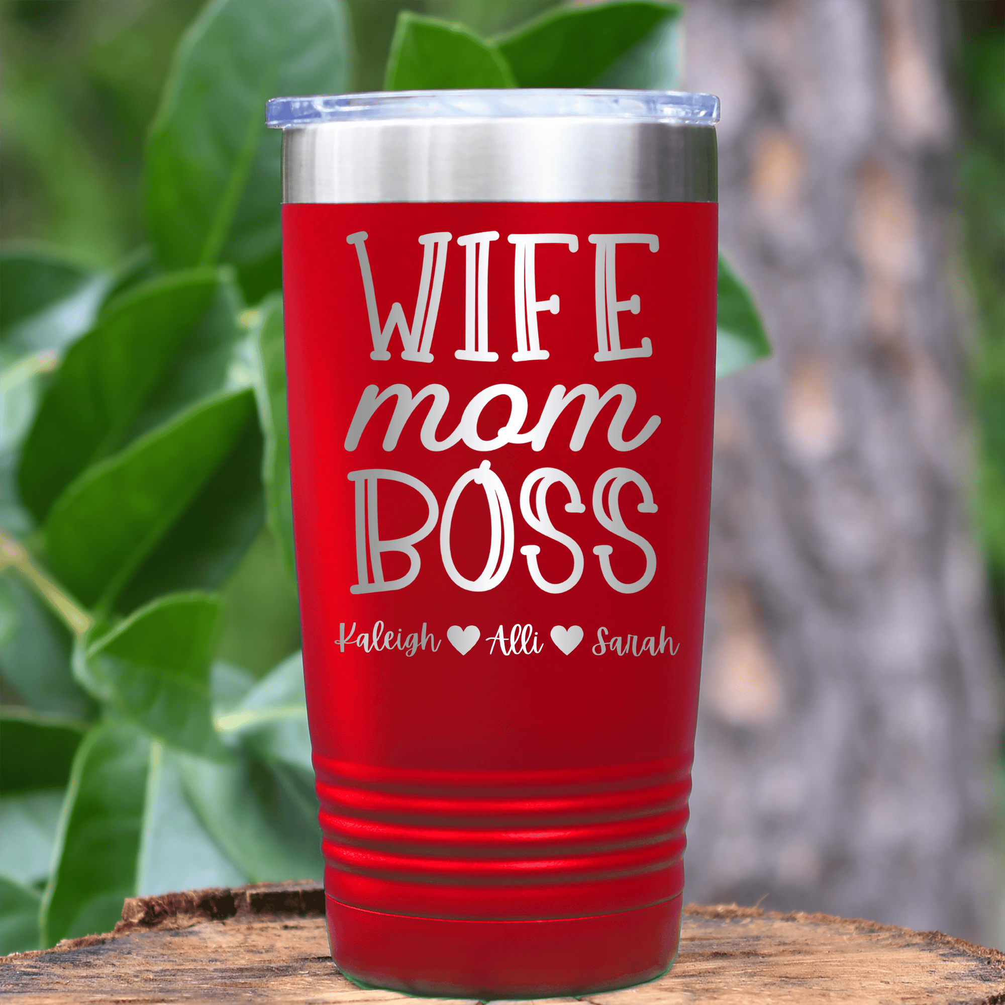 Red Mothers Day Tumbler With Wife Mom Boss Design