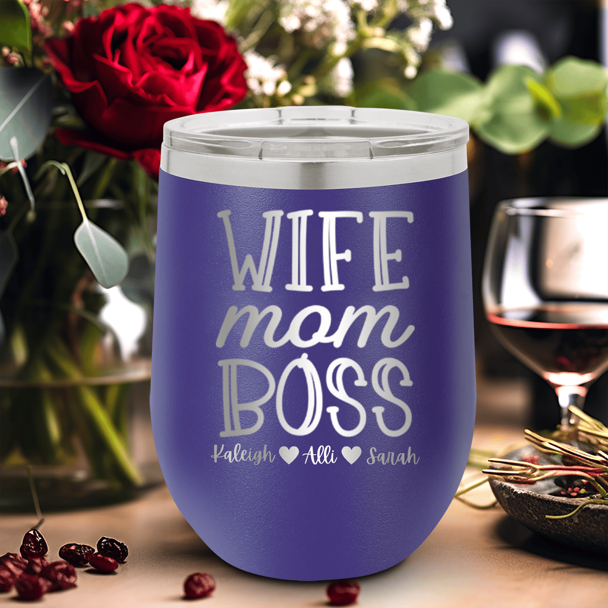 Wife Mom Boss Wine Tumbler