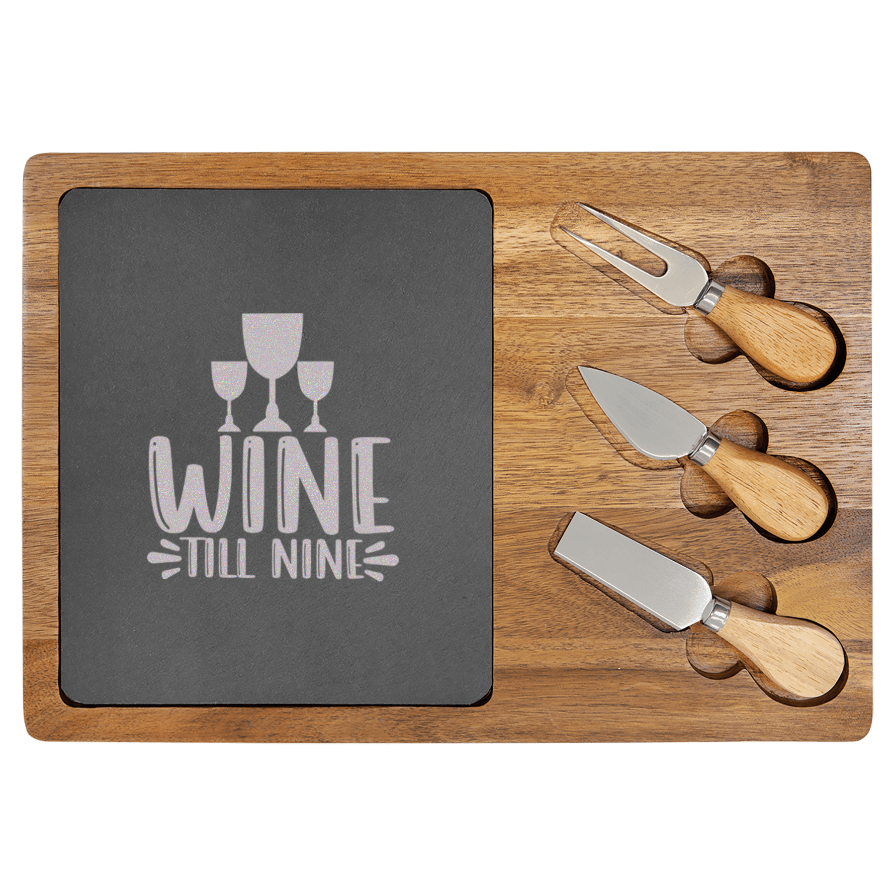 Wine Till Nine Wood Slate Serving Tray