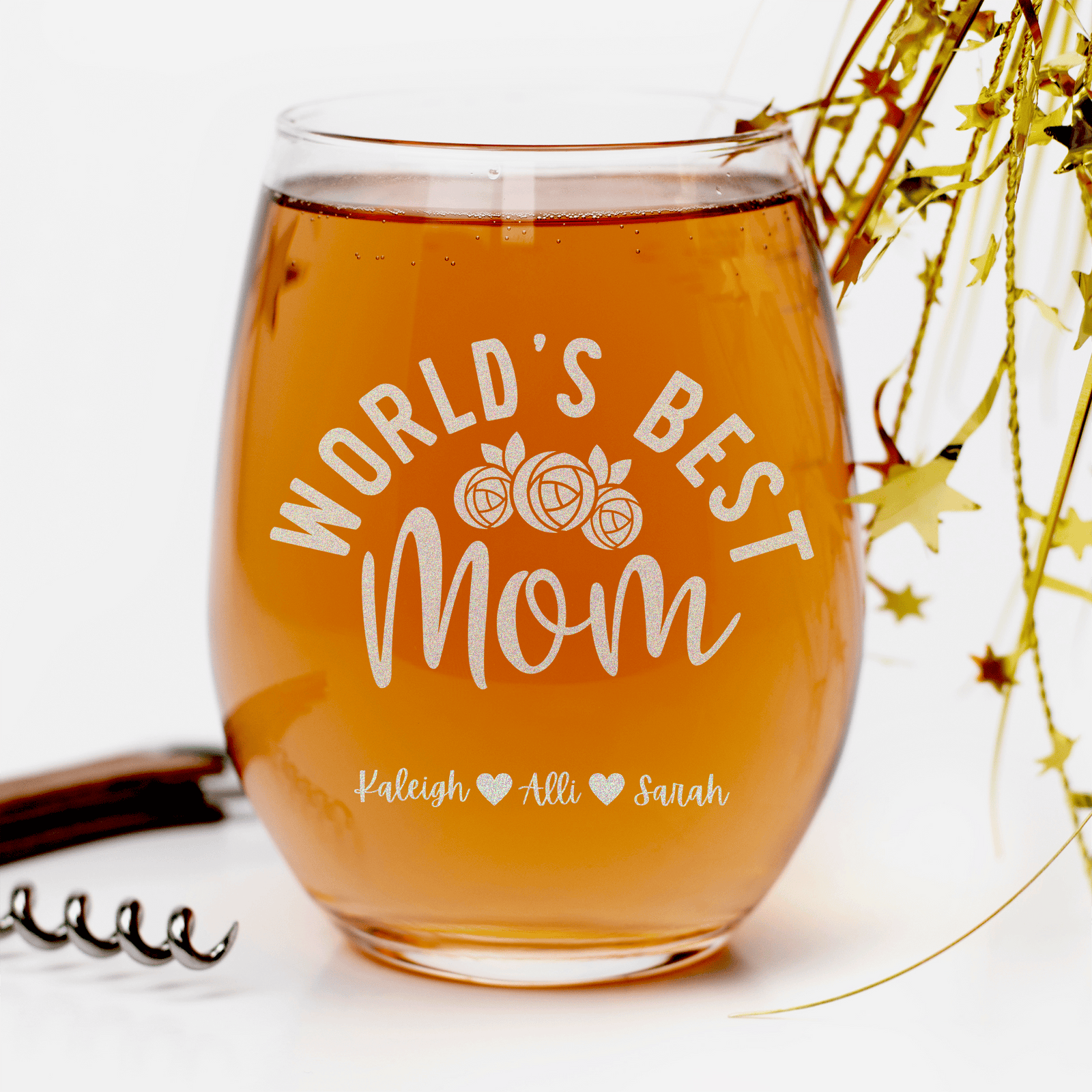 Worlds Best Mom Stemless Wine Glass